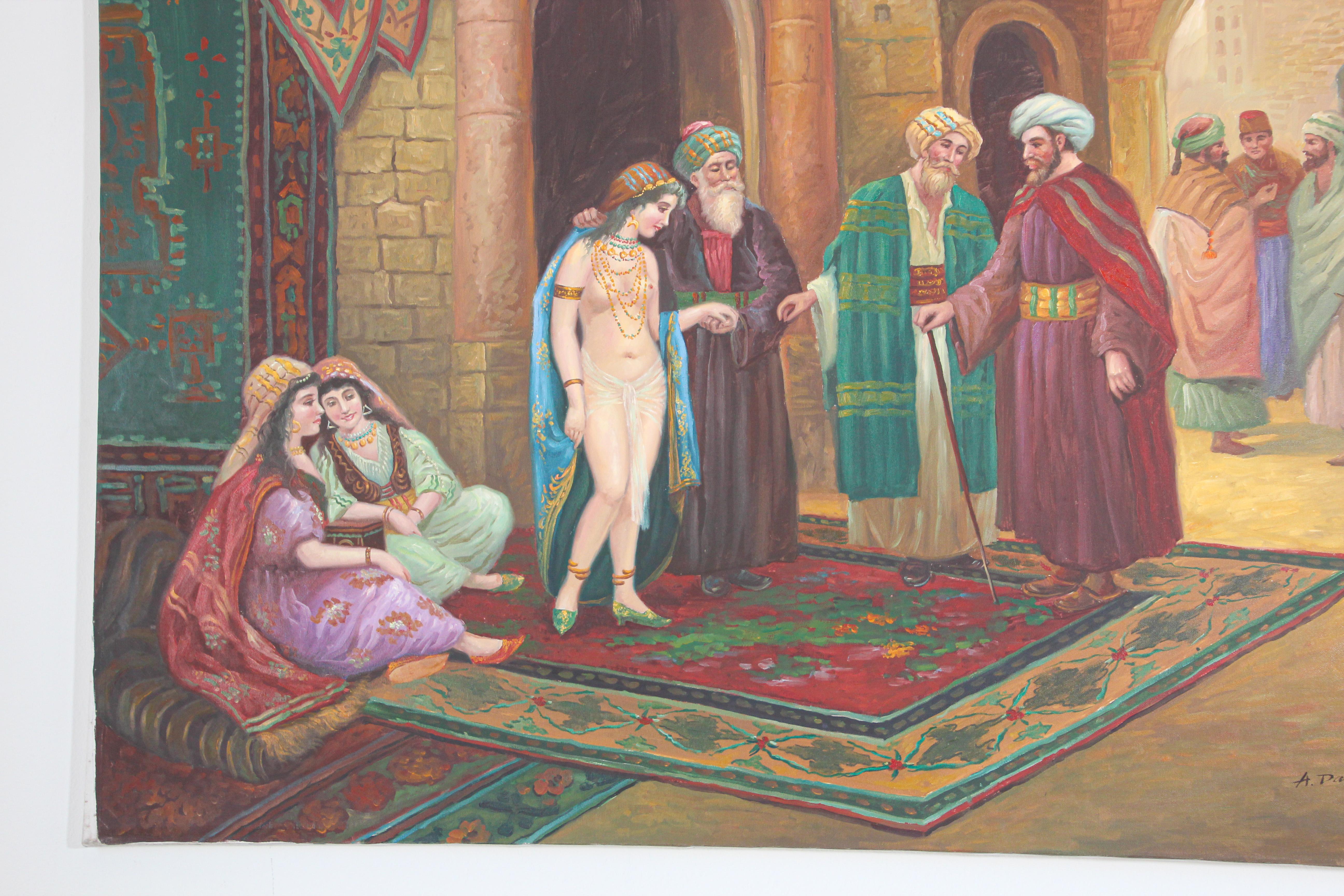 19th Century Style Painting of Moorish Orientalist Market Scene 3