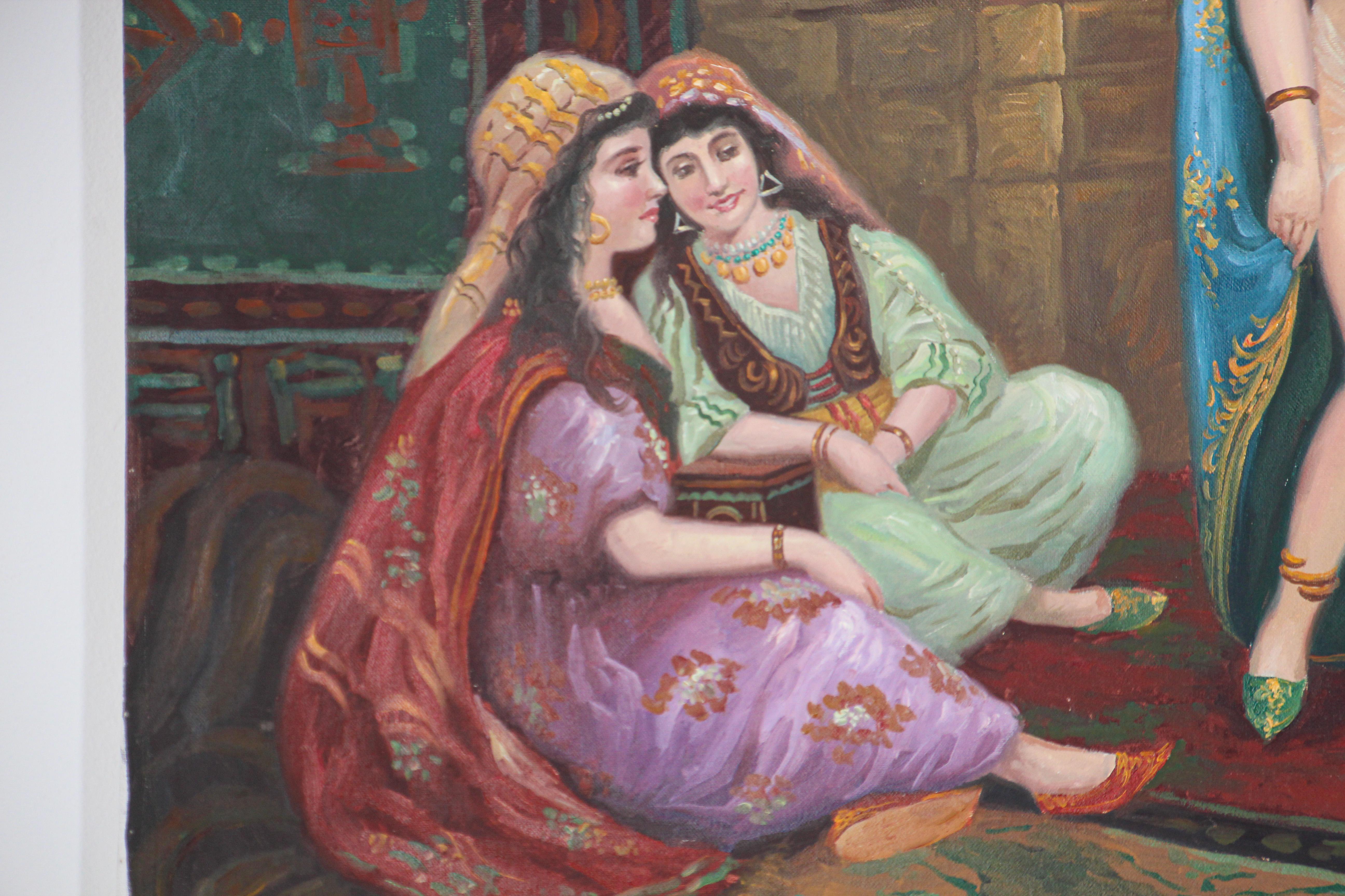 20th Century 19th Century Style Painting of Moorish Orientalist Market Scene