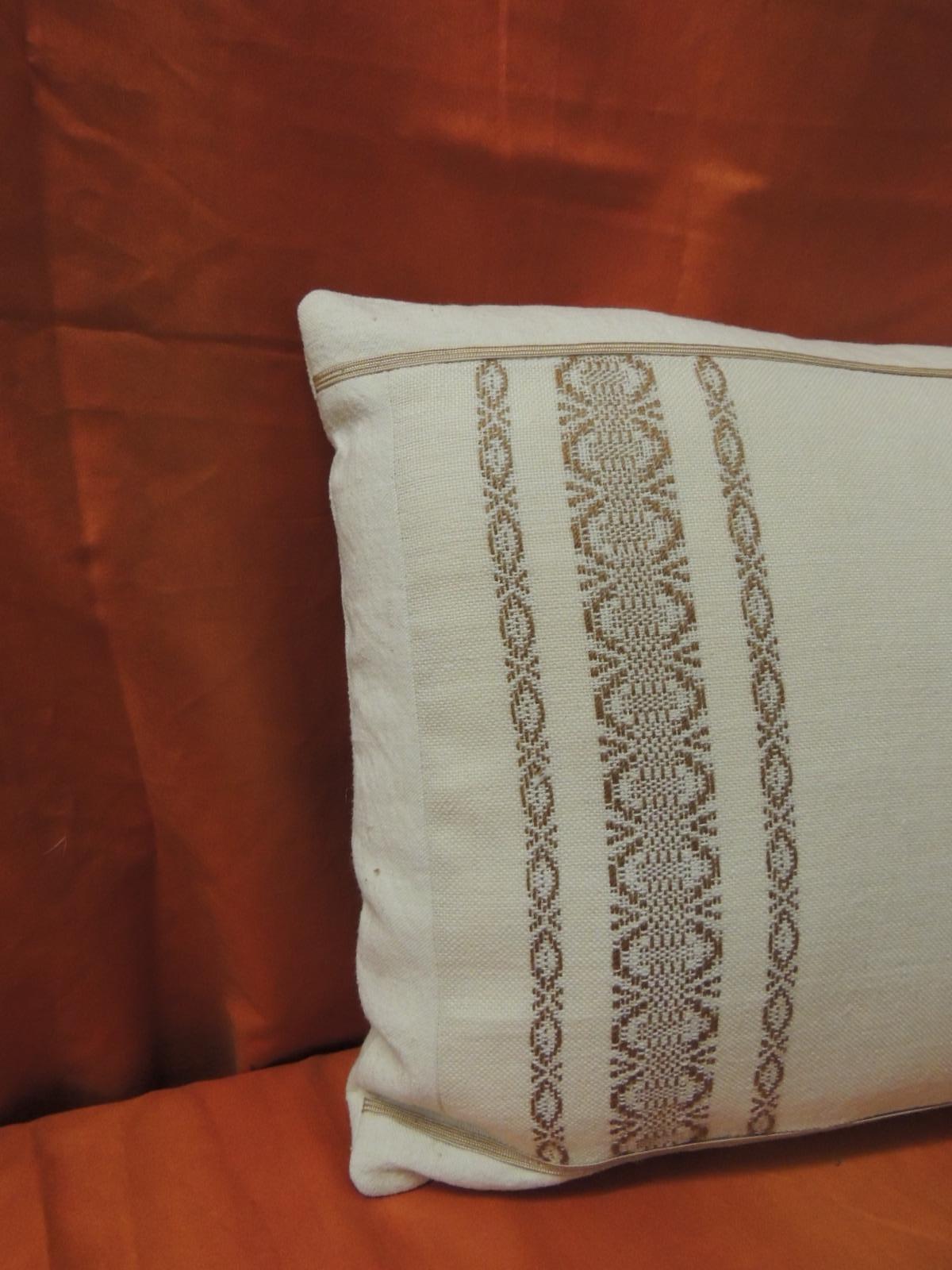 Bohemian 19th Century Style Petite Greek Isle Embroidery Decorative Lumbar Pillow