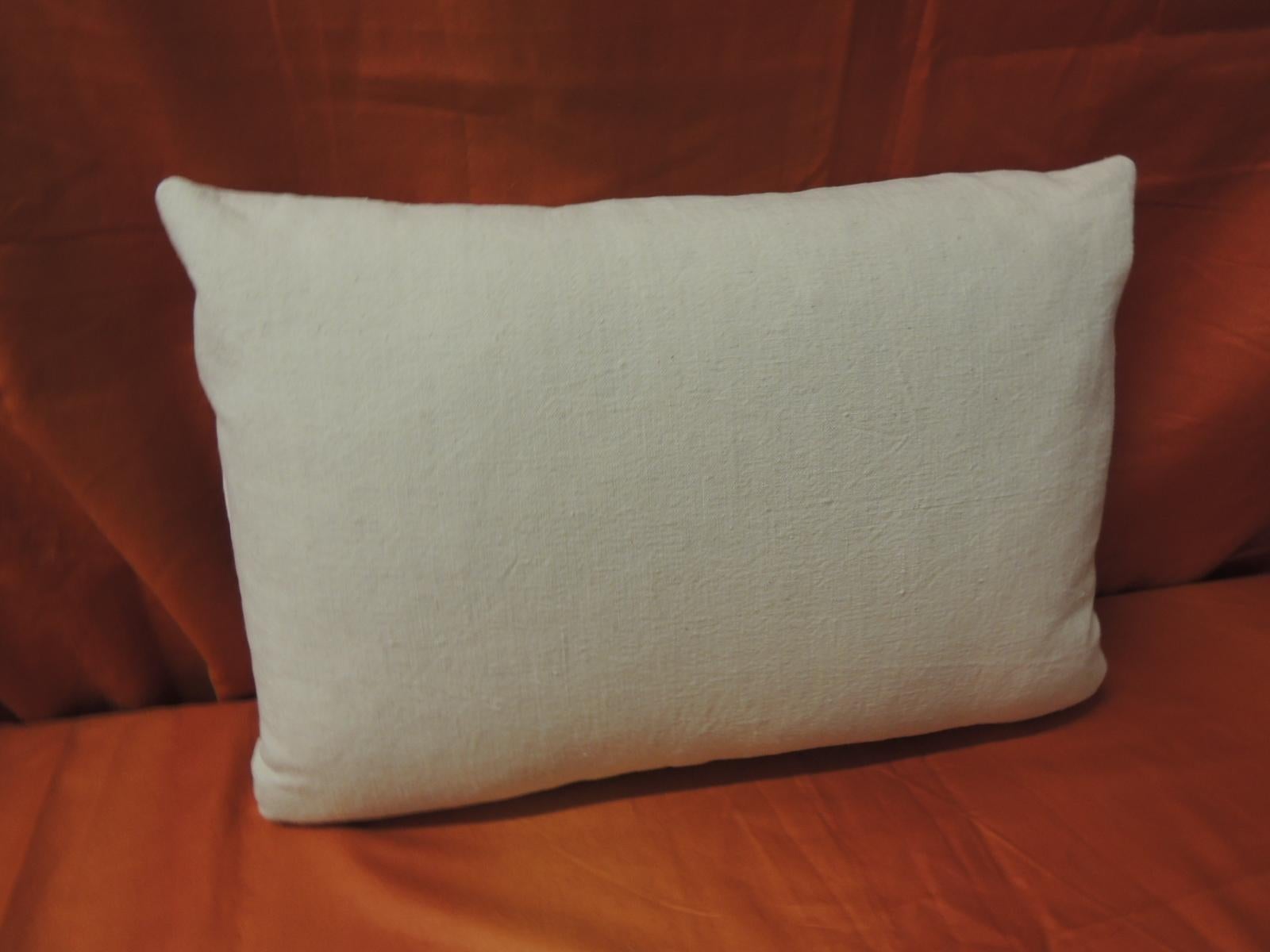 19th Century Style Petite Greek Isle Embroidery Decorative Lumbar Pillow In Good Condition In Oakland Park, FL