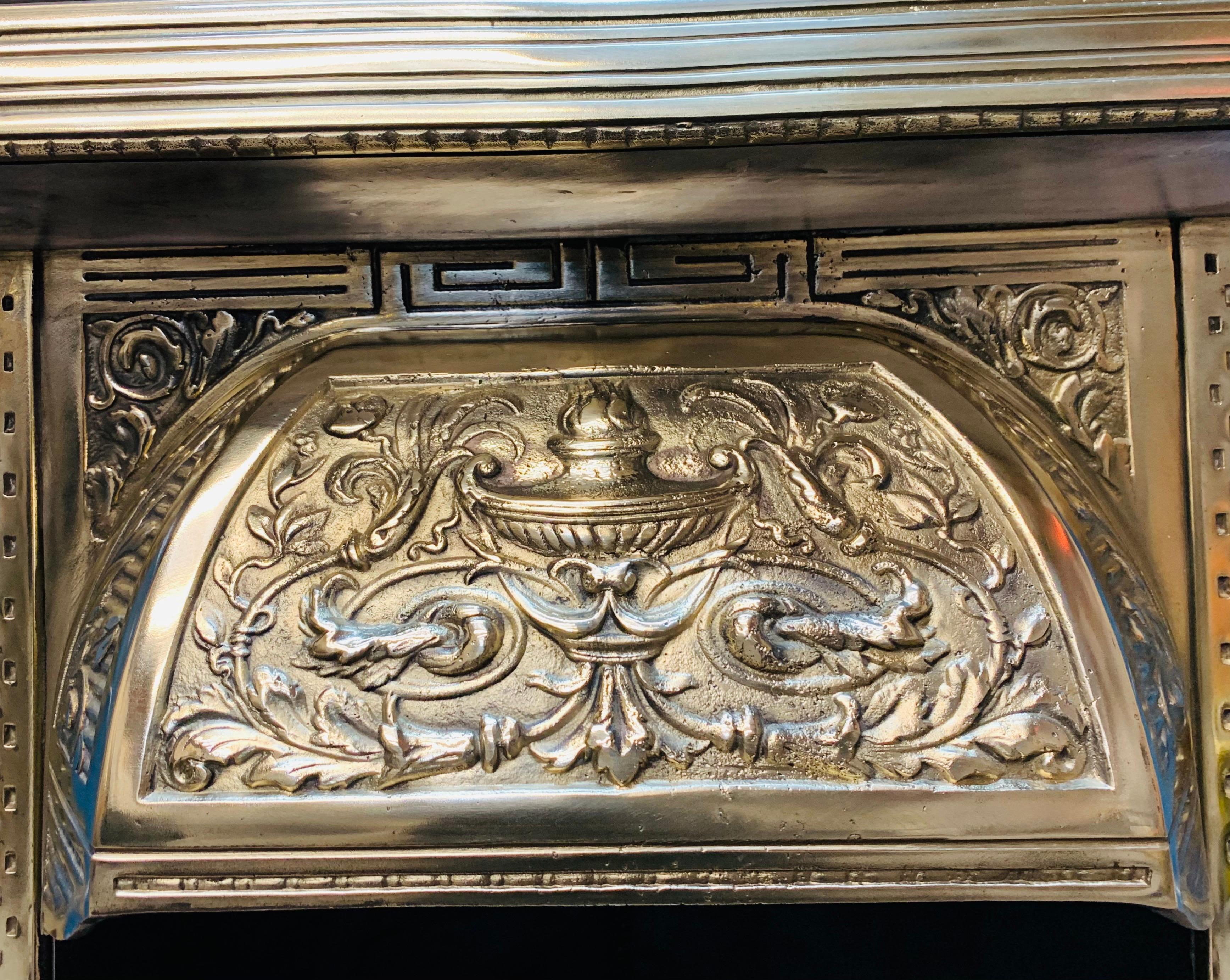 19th Century Style Solid Brass and Tiled Fireplace Insert For Sale 2