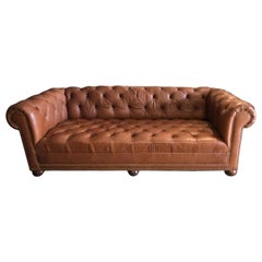 19th Century Styled Brown Leather Chesterfield Sofa