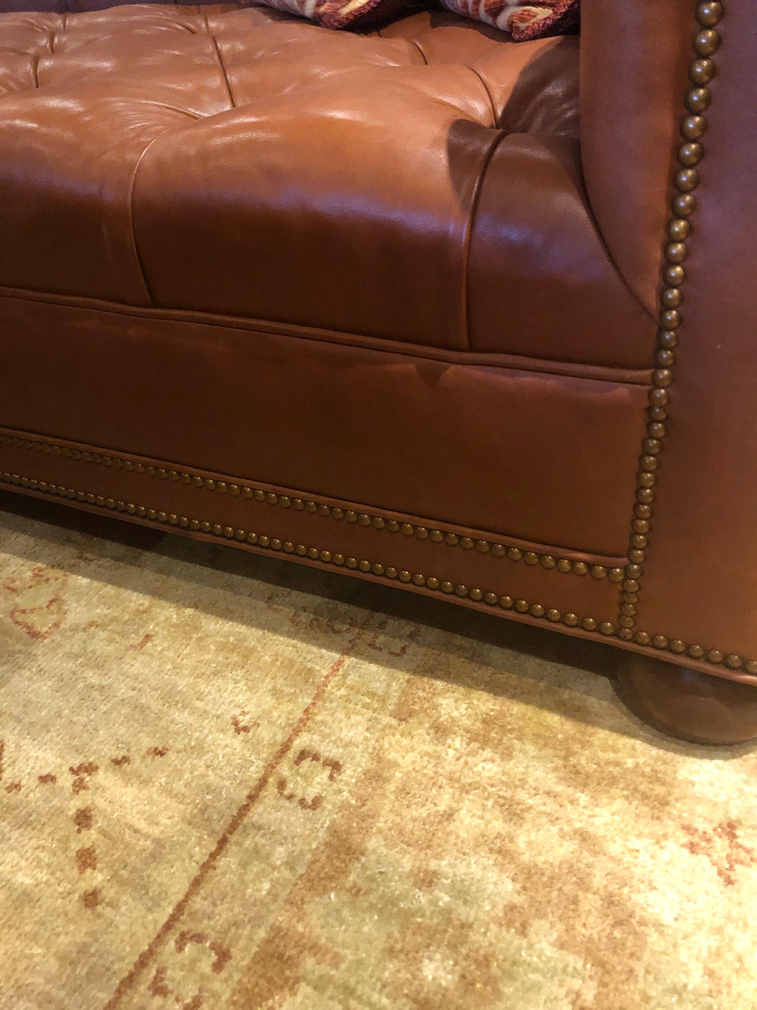 19th Century Styled Brown Leather Chesterfield Sofa In New Condition In Middleburg, VA