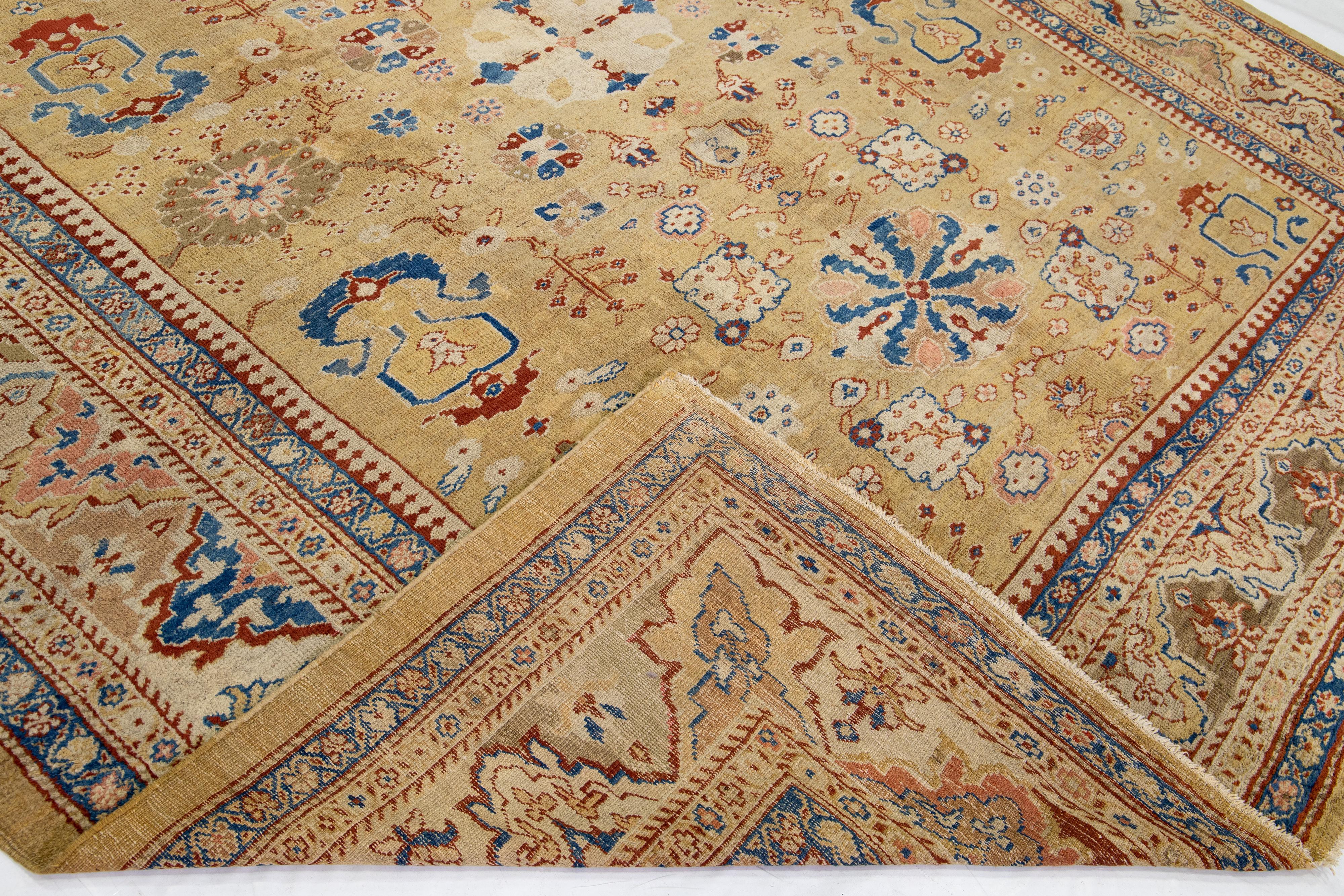 Beige-brauner handgefertigter Wollteppich von Sultanabad aus dem 19. Jahrhundert im Angebot 4