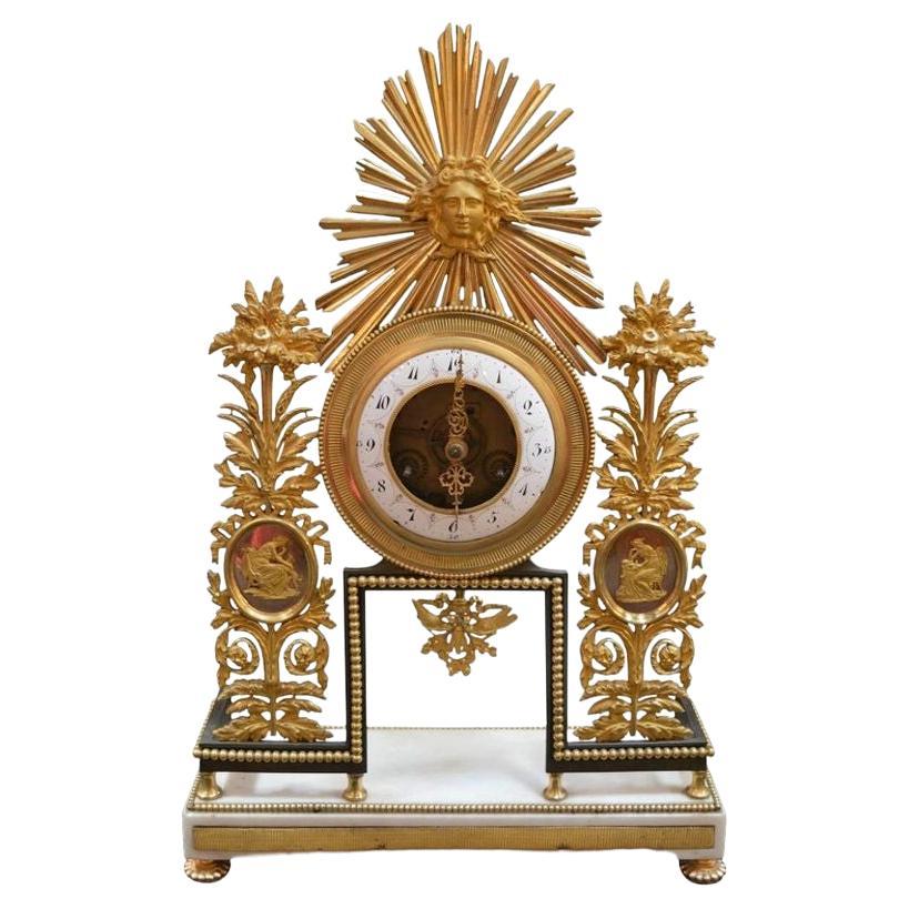 19th Century Sunburst Clock For Sale