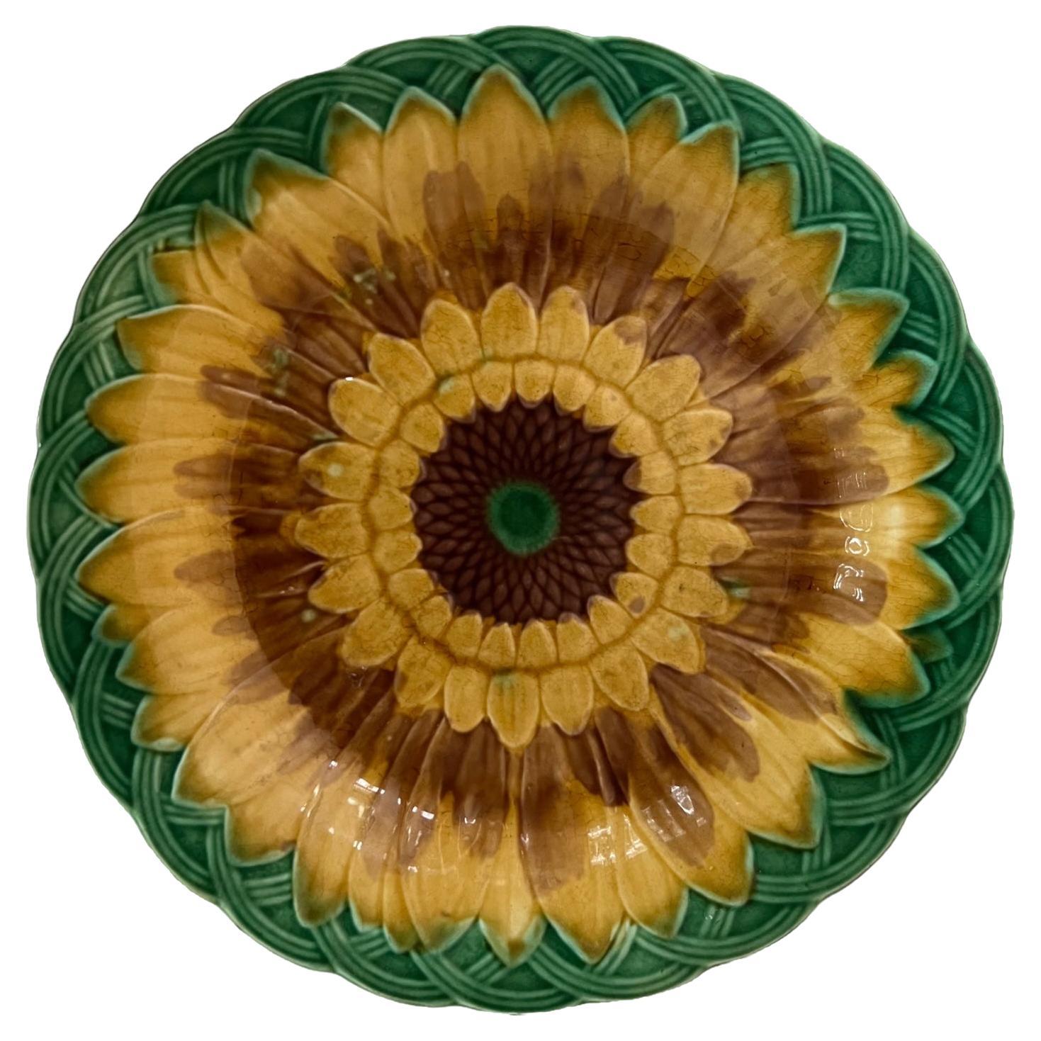 19th Century Sunflower Plate by Wedgwood