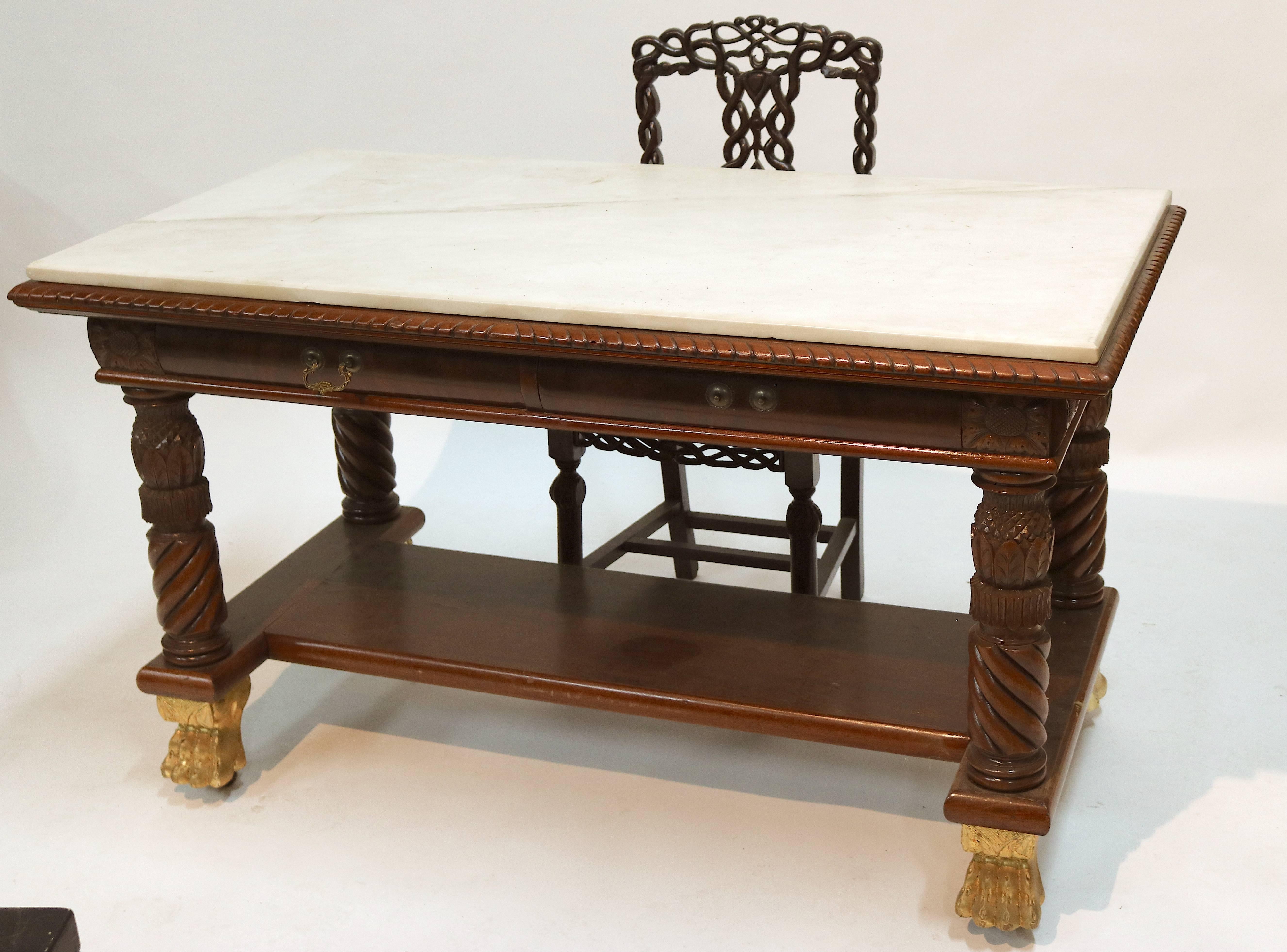 19th Century  Museum Piece American Library Table Desk-19th century For Sale