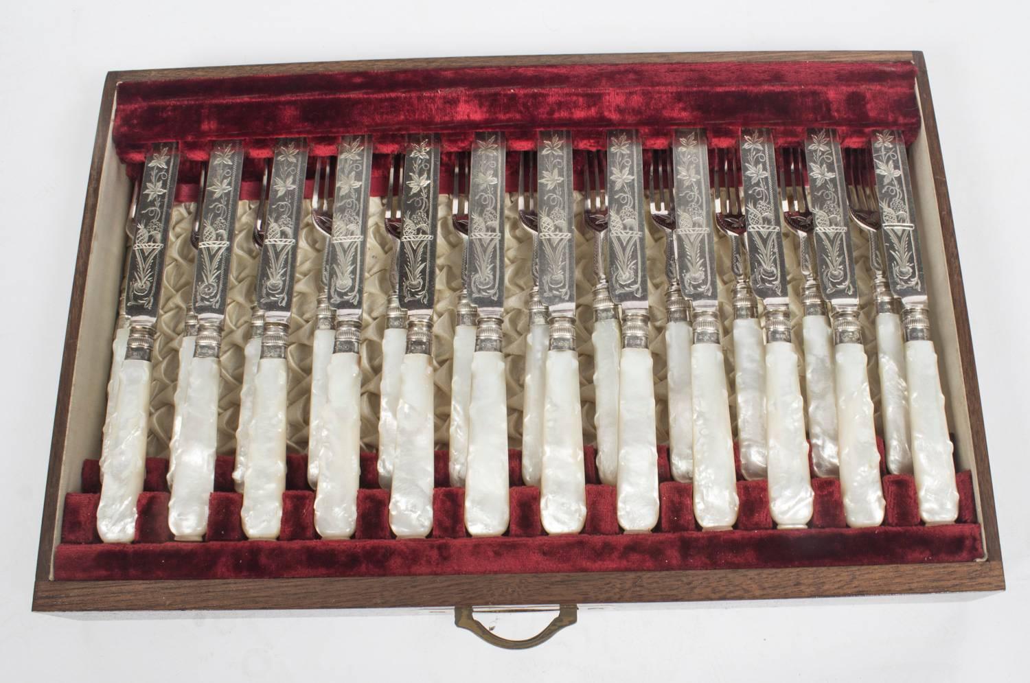 Late 19th Century 19th Century Superb Victorian 57 Piece Fish and Dessert Canteen Cutlery