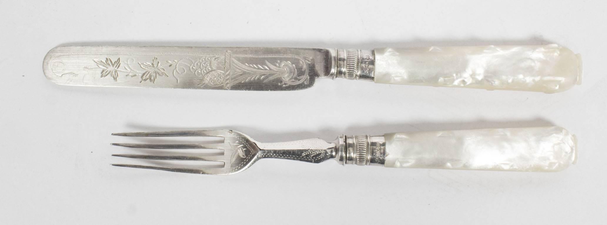 Silver Plate 19th Century Superb Victorian 57 Piece Fish and Dessert Canteen Cutlery