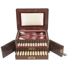19th Century Superb Victorian 57 Piece Fish and Dessert Canteen Cutlery