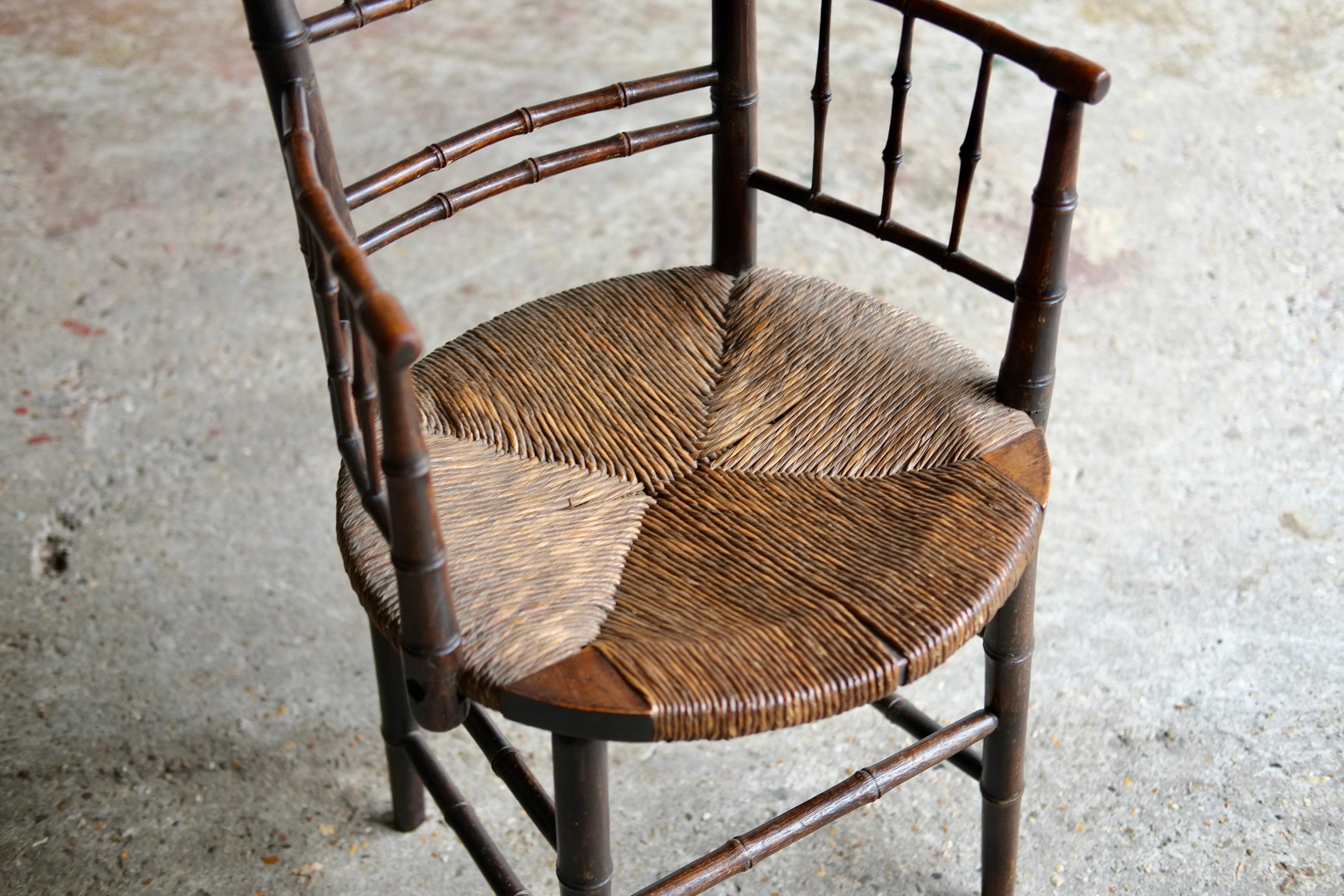 19th Century Sussex Chair Attributed to Ford Madox Brown In Good Condition In London, GB