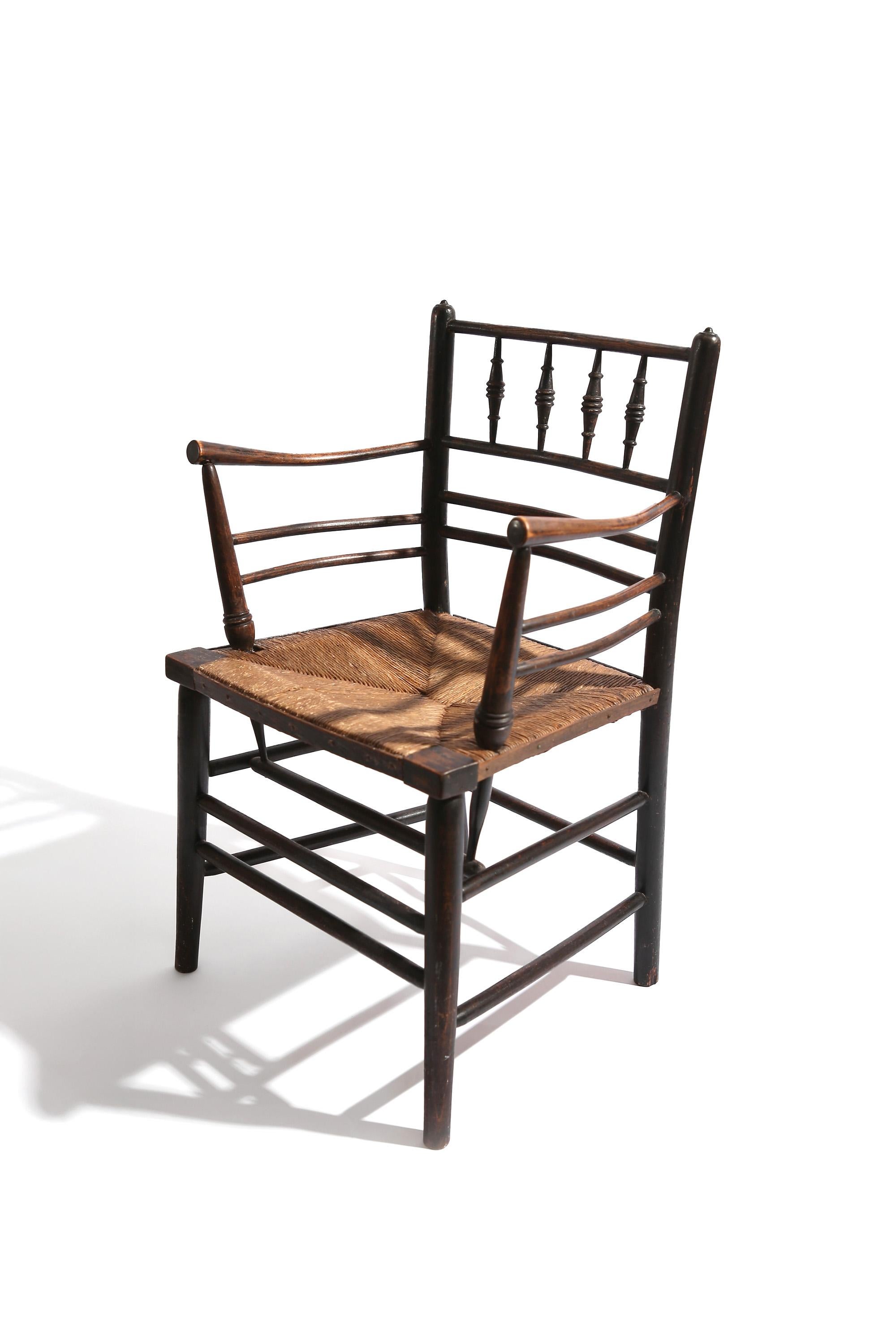 English 19th Century 'Sussex Chair' designed by Philip Webb for William Morris & co. For Sale