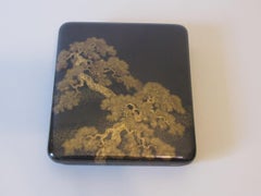 19th Century Suzuribako in Black Lacquer and Maki-E