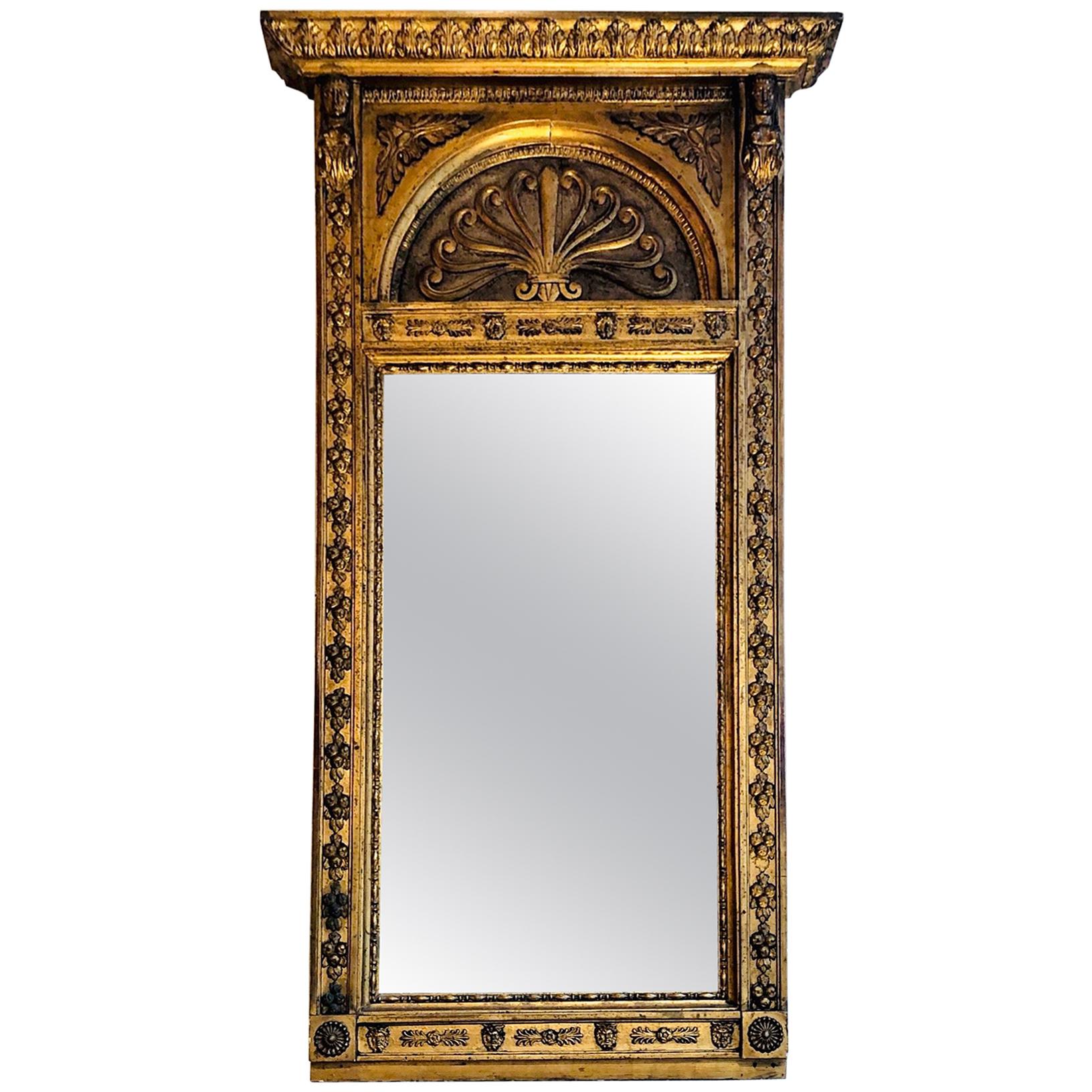 19th Century Sweden, Charles XIV, Anthemium Gilt Mirror