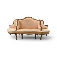 Banquette suédoise à trois places en bois doré du XIXe siècle