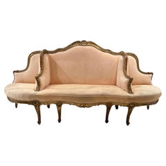 Banquette suédoise à trois places en bois doré du XIXe siècle