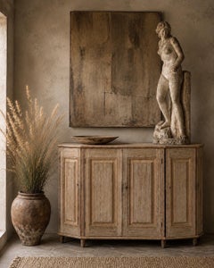 Credenza svedese del XIX secolo in pino levigato, con 4 ante e 4 cassetti