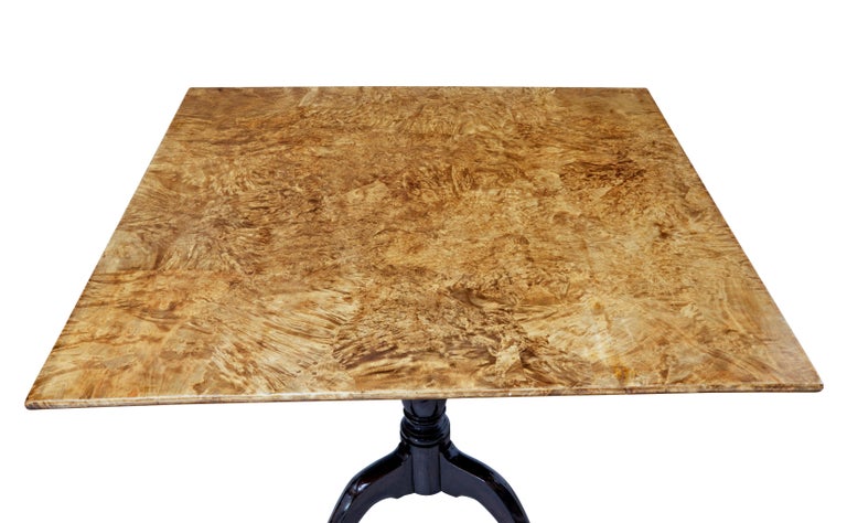 Victorian 19th Century Swedish Alder Root Square Tilt Top Table For Sale