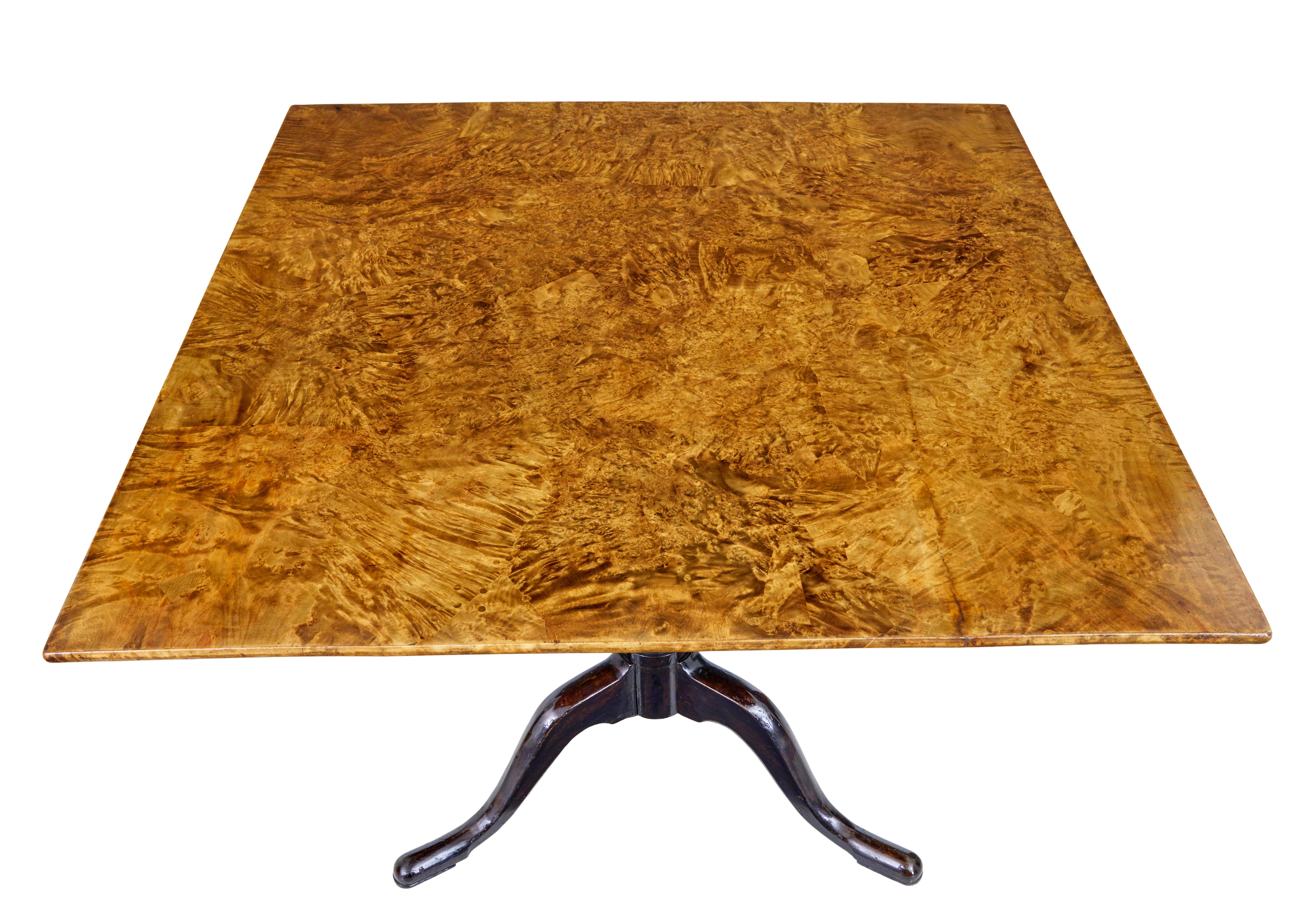 Victorian 19th century Swedish alder root square tilt top table