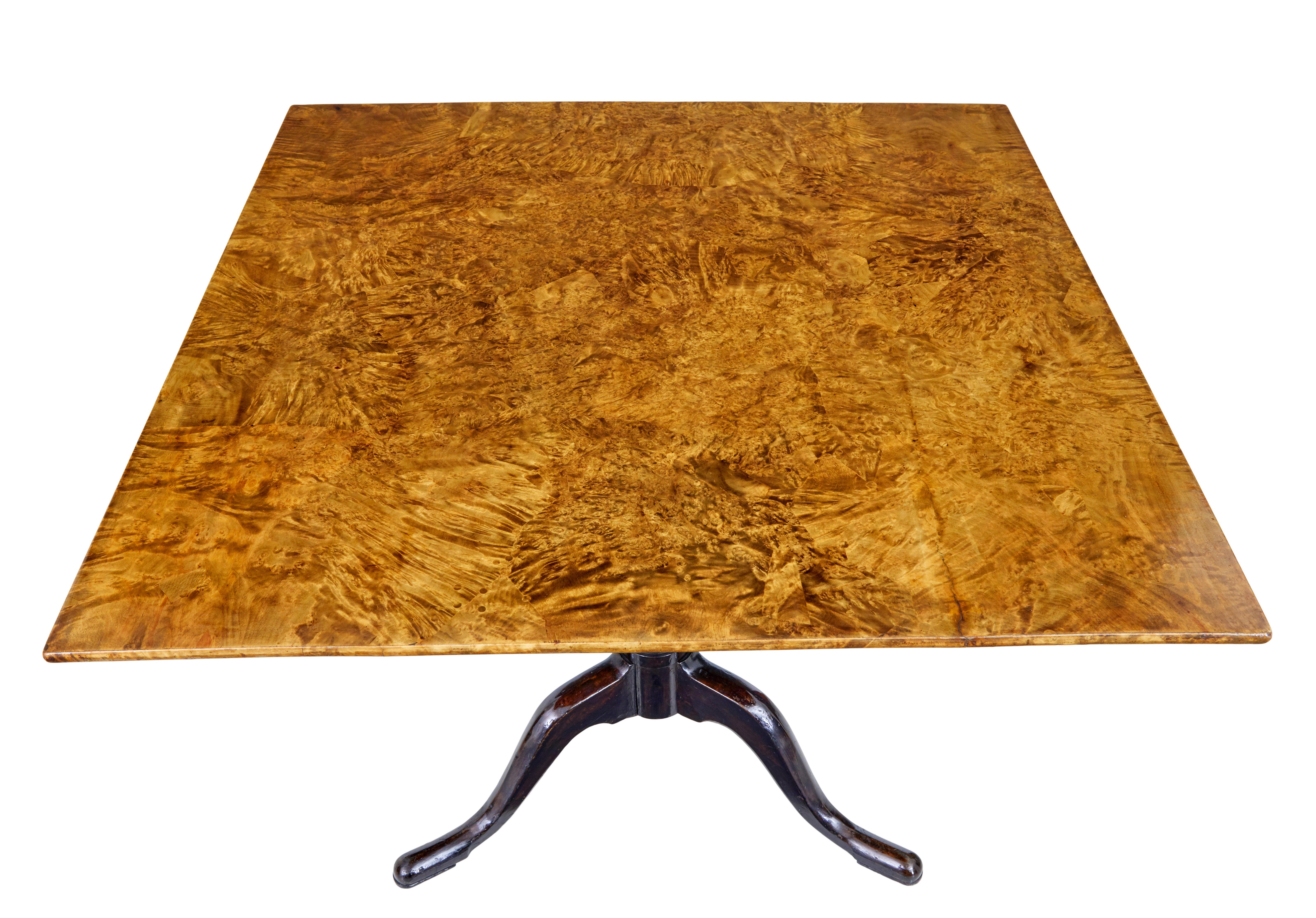 Gustavian 19th century Swedish alder root square tilt top table For Sale
