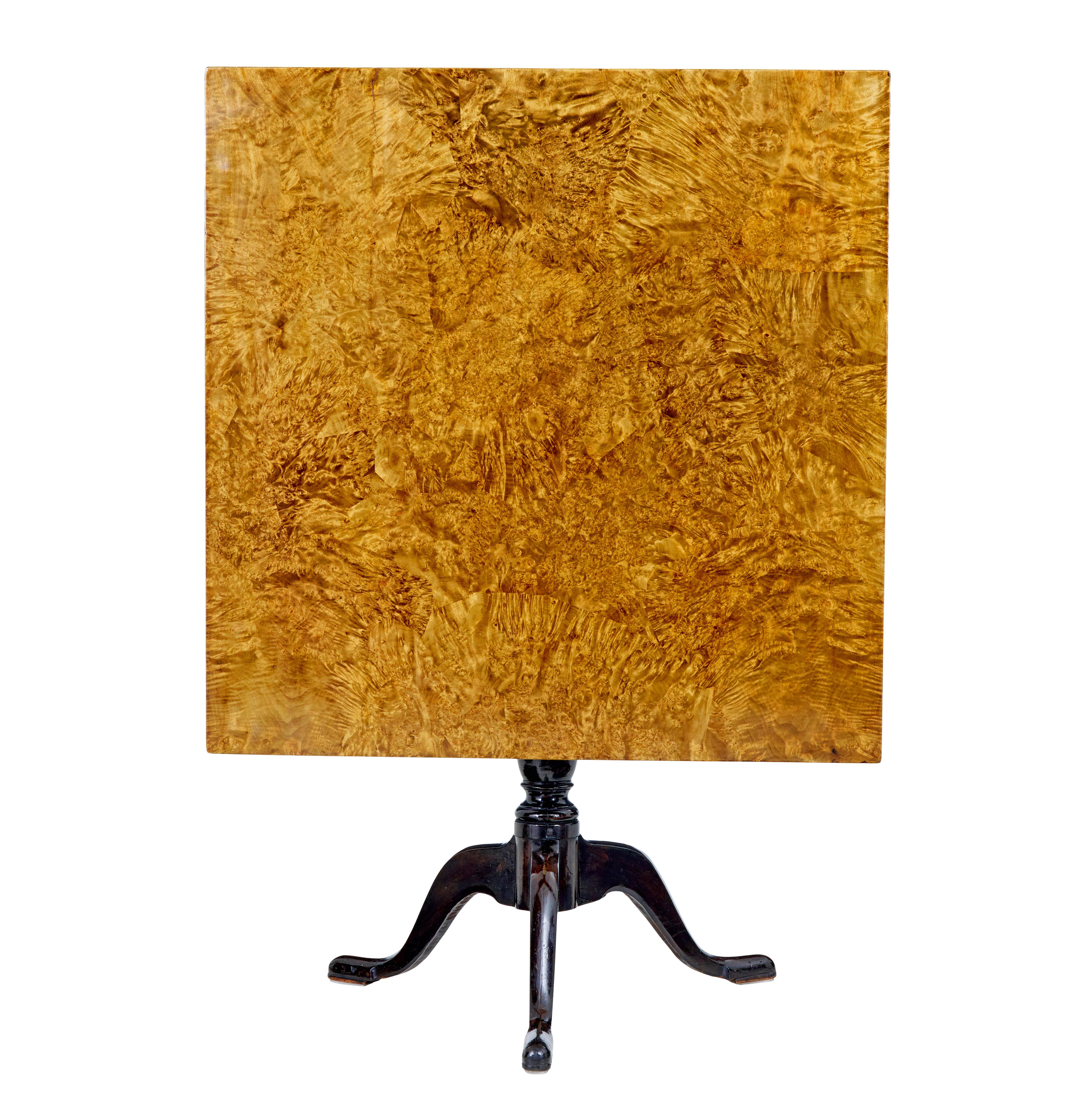 19th Century 19th century Swedish alder root square tilt top table