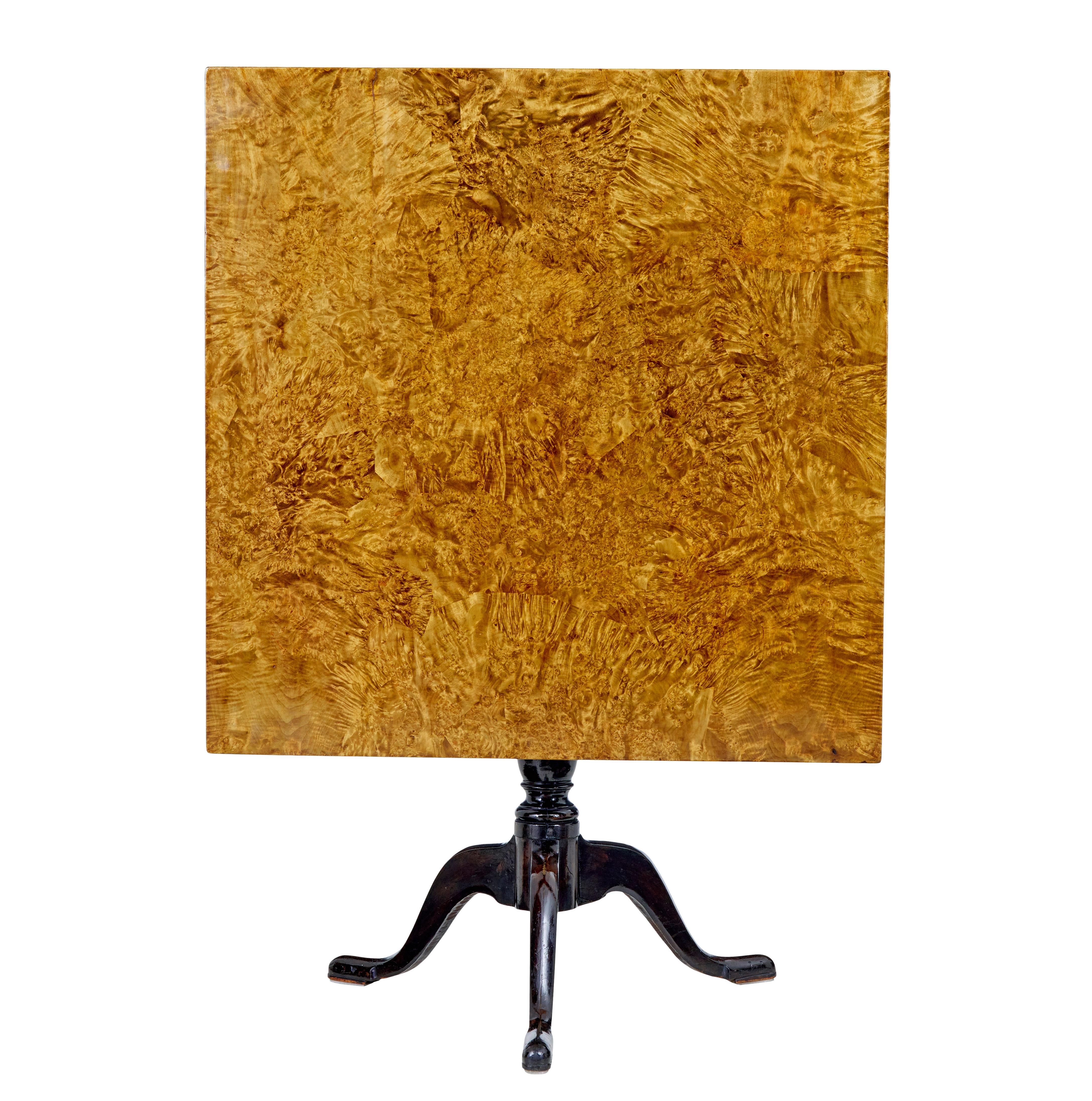 Birch 19th century Swedish alder root square tilt top table For Sale