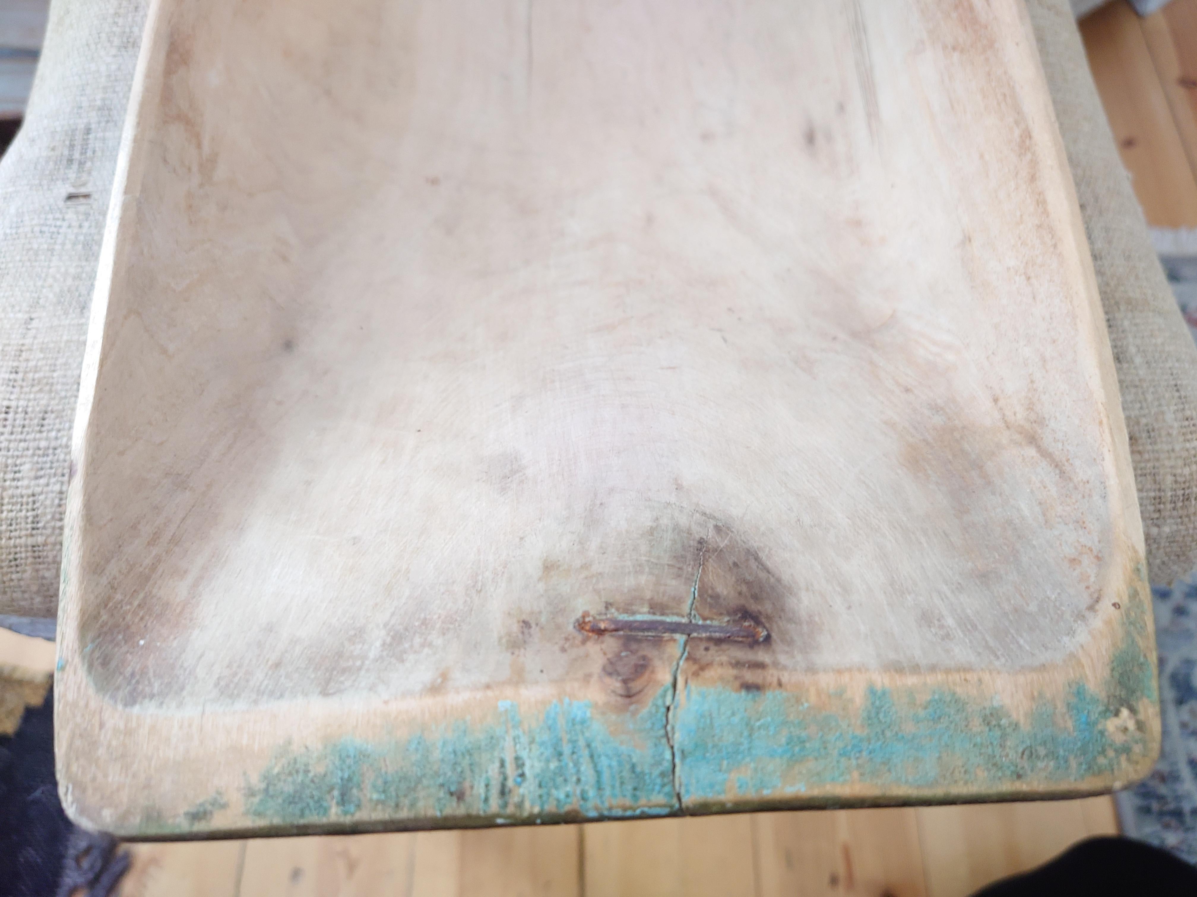 Pine 19th Century Swedish antique genuine country Folk Art wooden trough / bowl For Sale