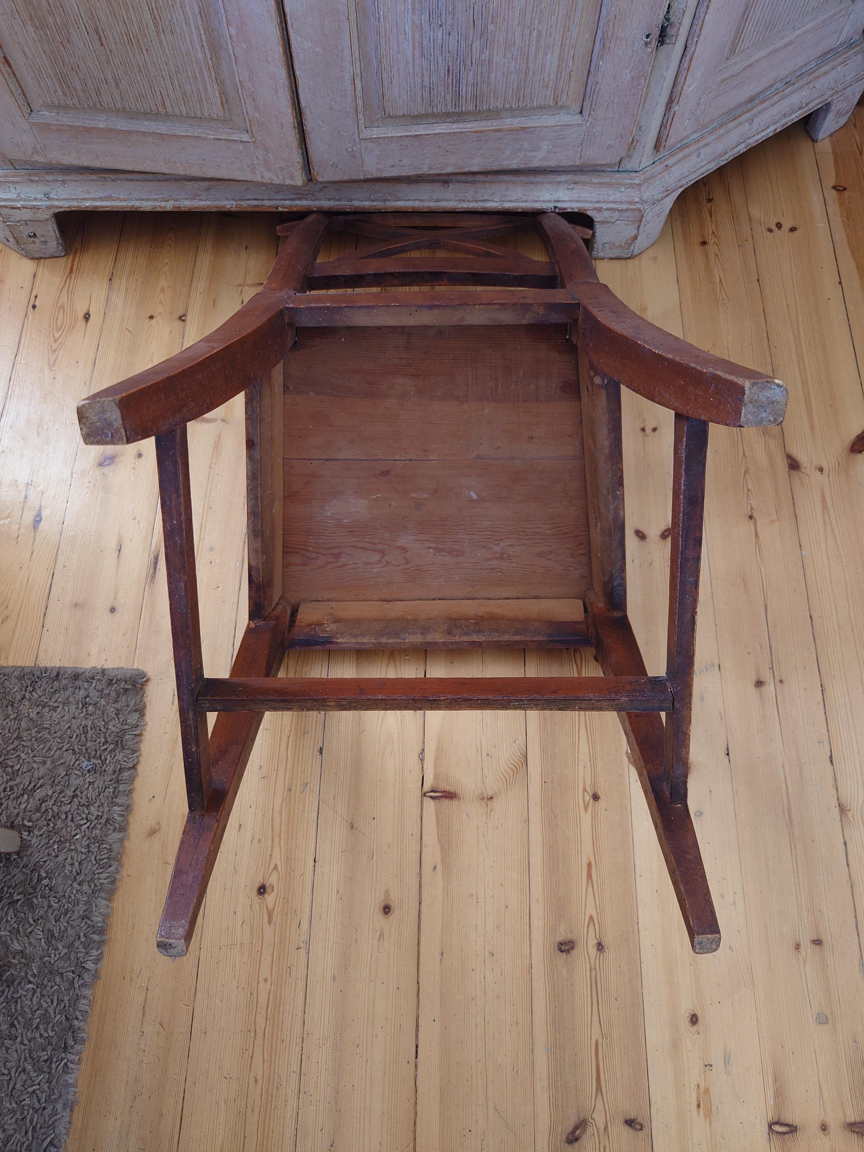 19th Century Swedish antique genuine  Gustavian Bellman Chair Original paint For Sale 12