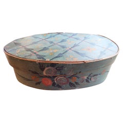 19th Century Swedish antique genuine rustic Bent wood box with original paint