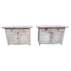 19th Century Swedish Antique genuine rustic unique  pair of  Folk Art buffets