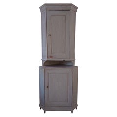 19ème siècle suédois  Cabinet ancien de style gustavien  avec peinture d'origine