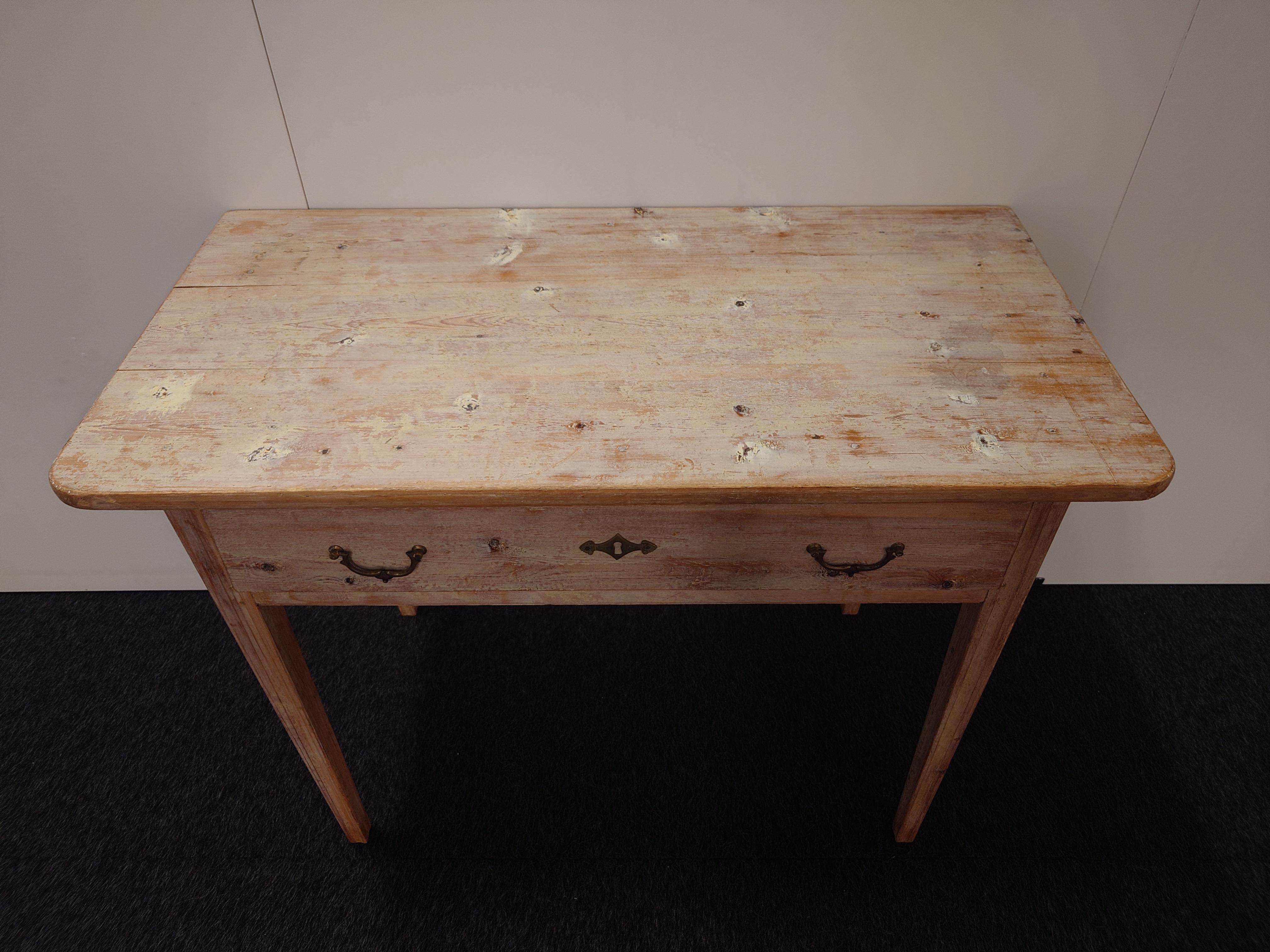 19th Century Swedish  antique Gustavian table with drawer genuine rustic  For Sale 6