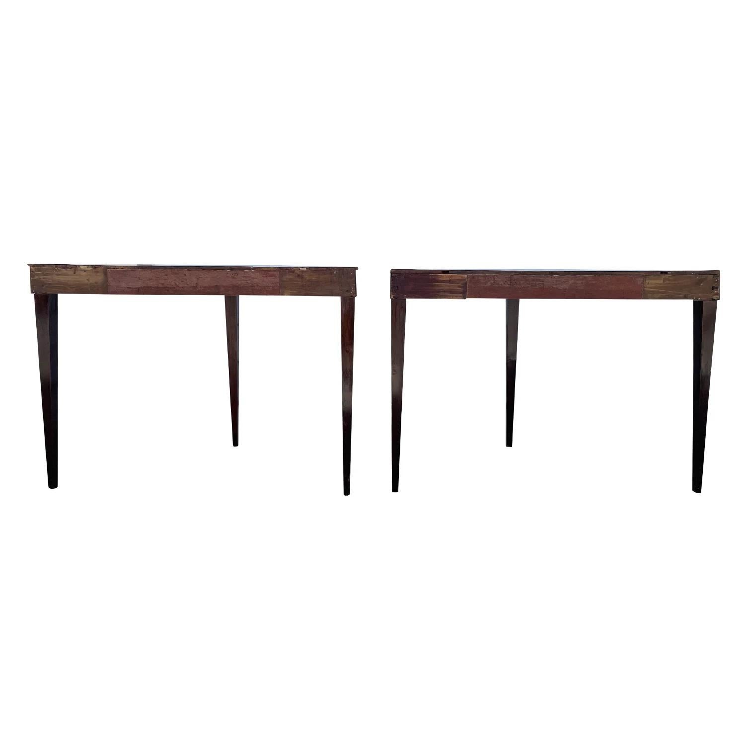 Gustavian 19th Century Swedish Antique Pair of Demi-Lune Polished Mahogany Side Tables