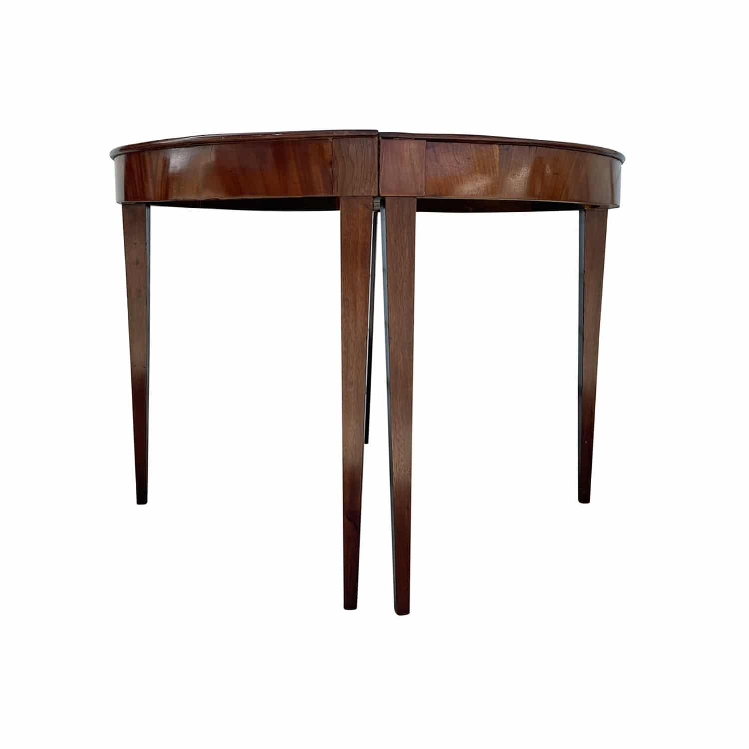 19th Century Swedish Antique Pair of Demi-Lune Polished Mahogany Side Tables In Good Condition In West Palm Beach, FL