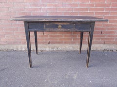 19th Century Swedish antique rustic black Gustavian table