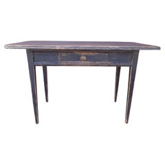 19th Century Swedish antique rustic black Gustavian table