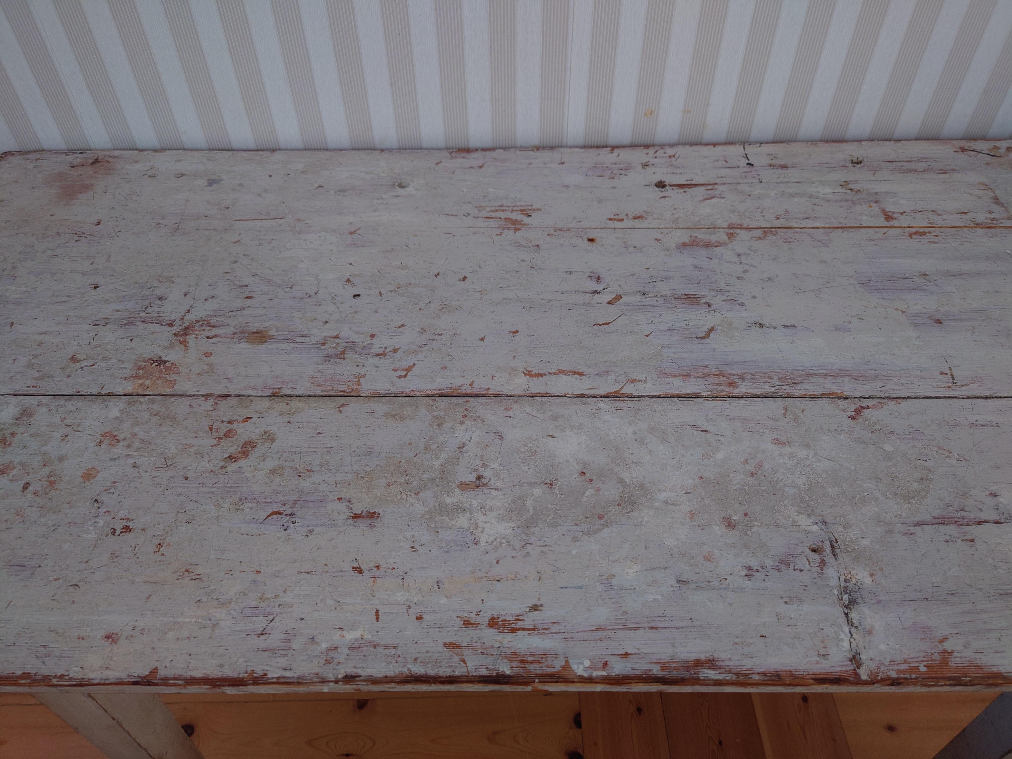 Hand-Crafted 19th Century Swedish Antique Rustic  Console table with original paint  For Sale