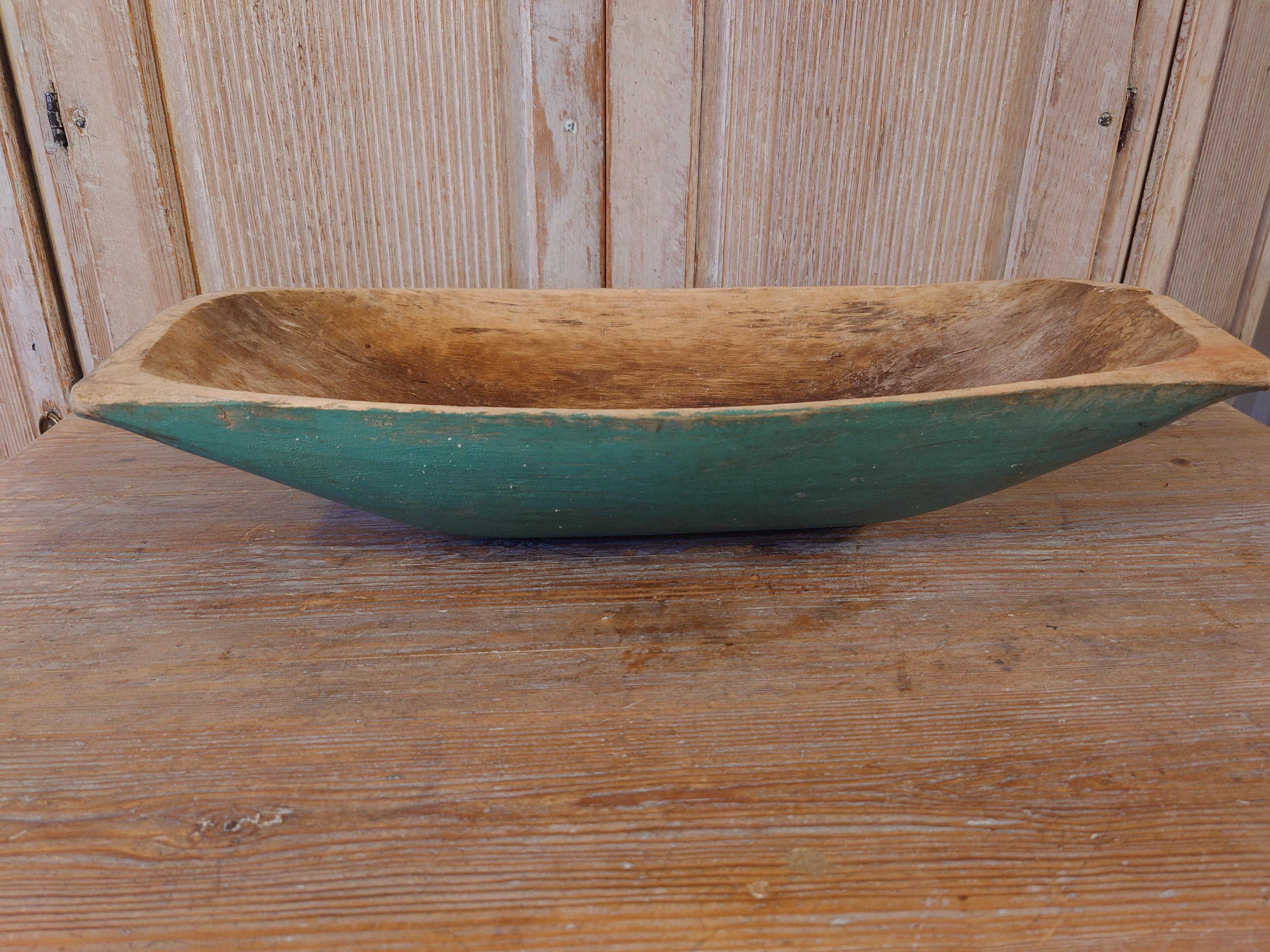 19th Century Swedish Antique Rustic Folk Art Tray with Orginal Paint Solid Wood For Sale 5