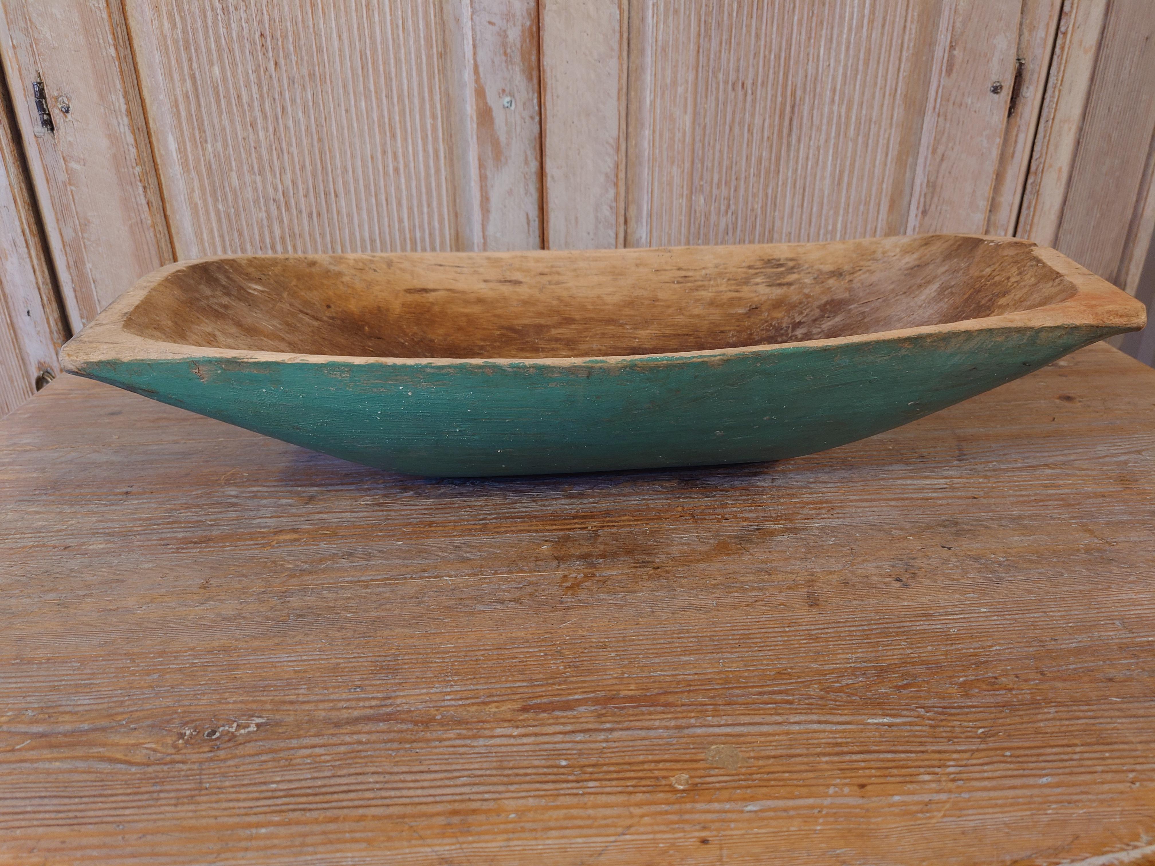 19th Century Swedish Antique Rustic Folk Art Tray with Orginal Paint Solid Wood For Sale 6