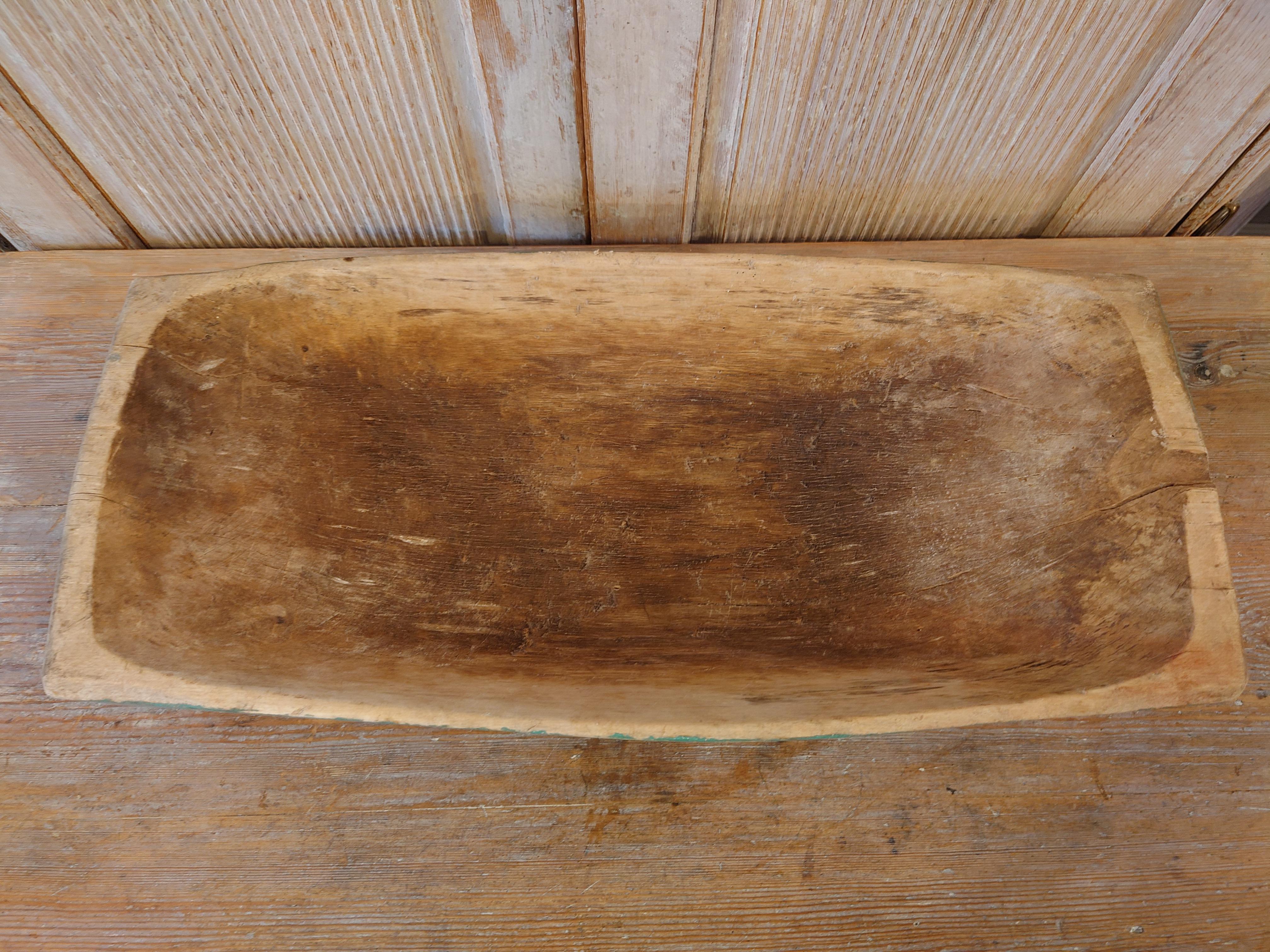 19th Century Swedish Antique Rustic Folk Art Tray with Orginal Paint Solid Wood For Sale 7