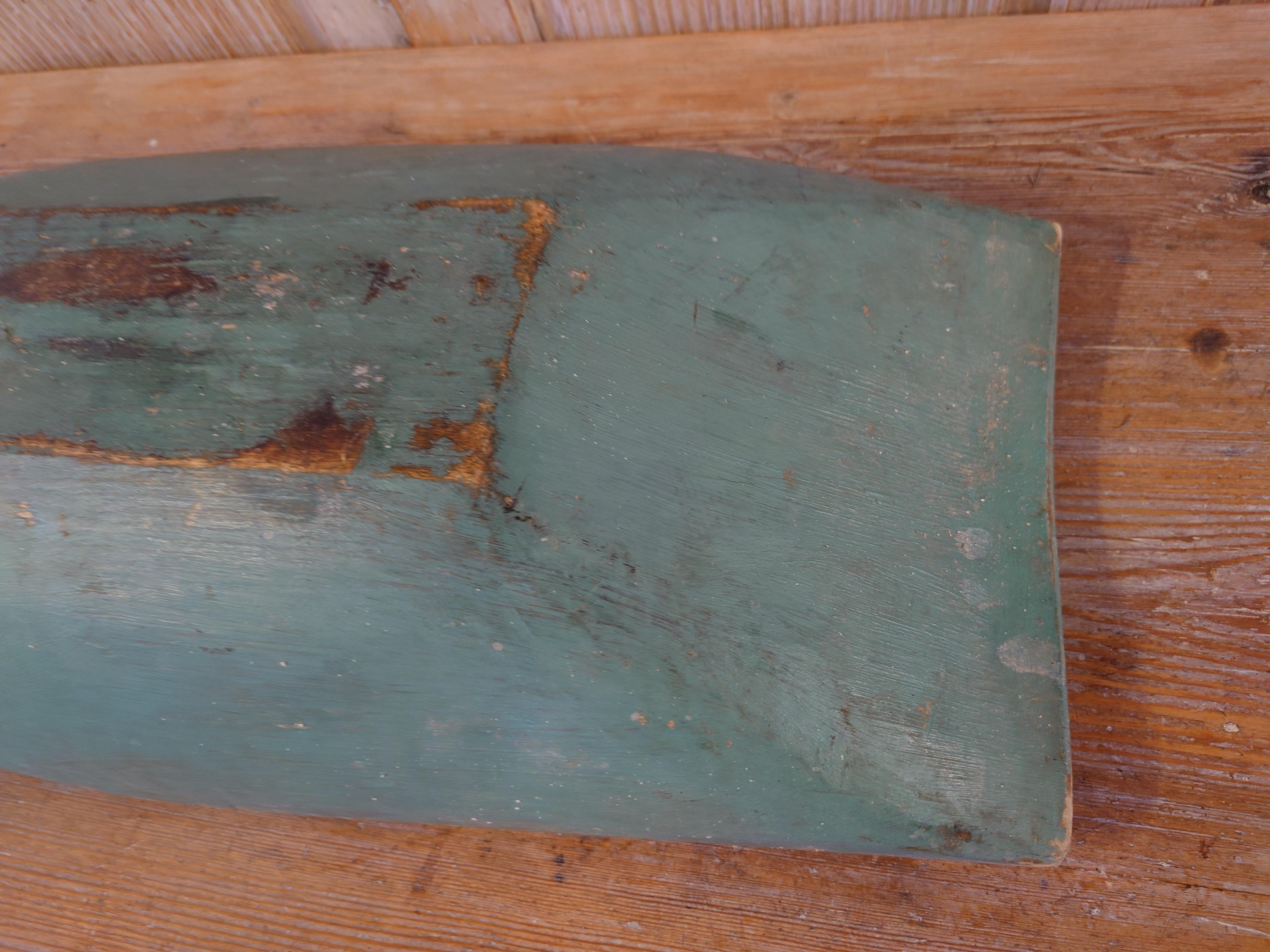 19th Century Swedish Antique Rustic Folk Art Tray with Orginal Paint Solid Wood For Sale 3