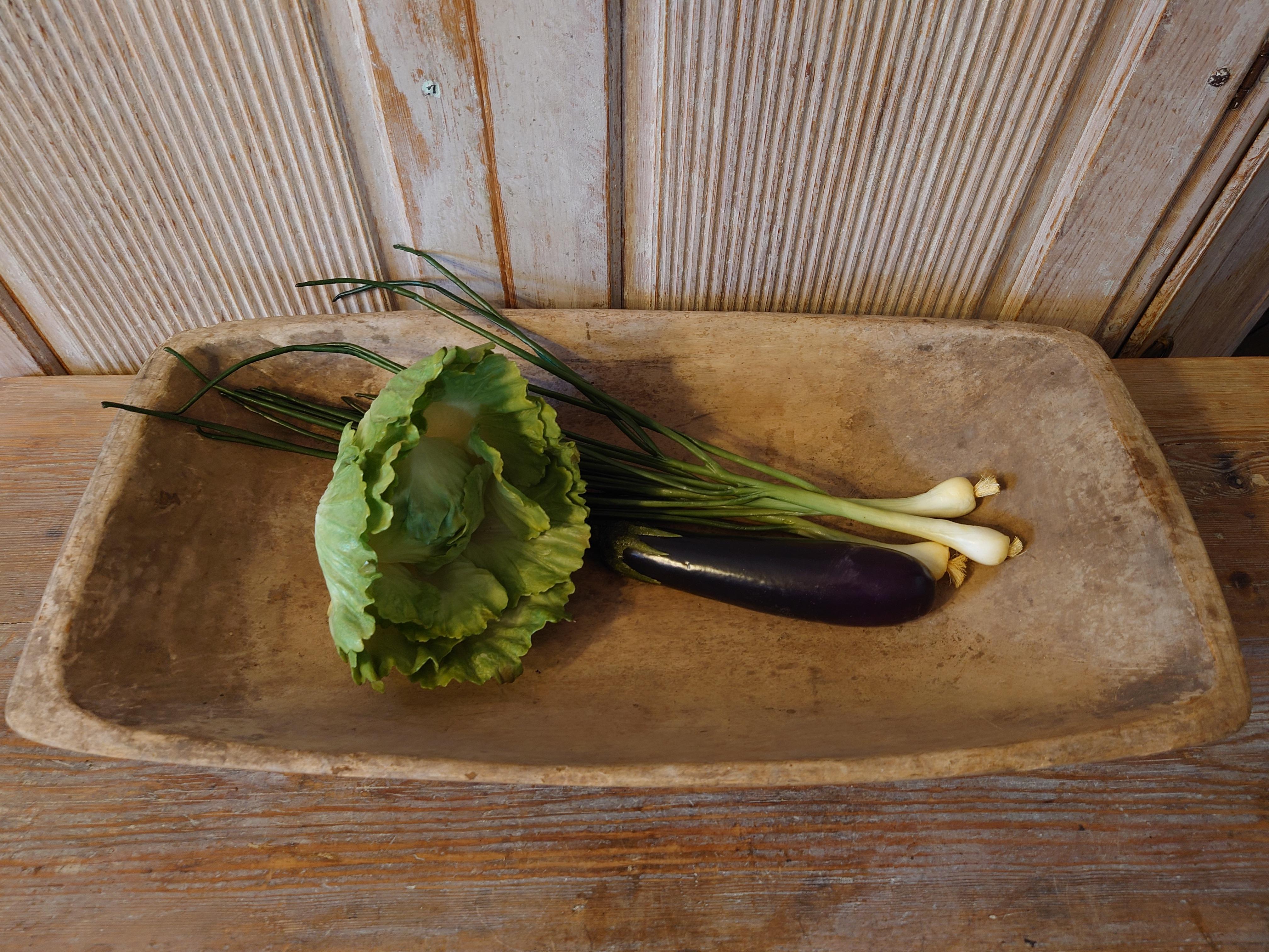 Hand-Carved 19th Century Swedish  Antique Rustic Folk Art Wooden Trough/ Serving Bowl For Sale