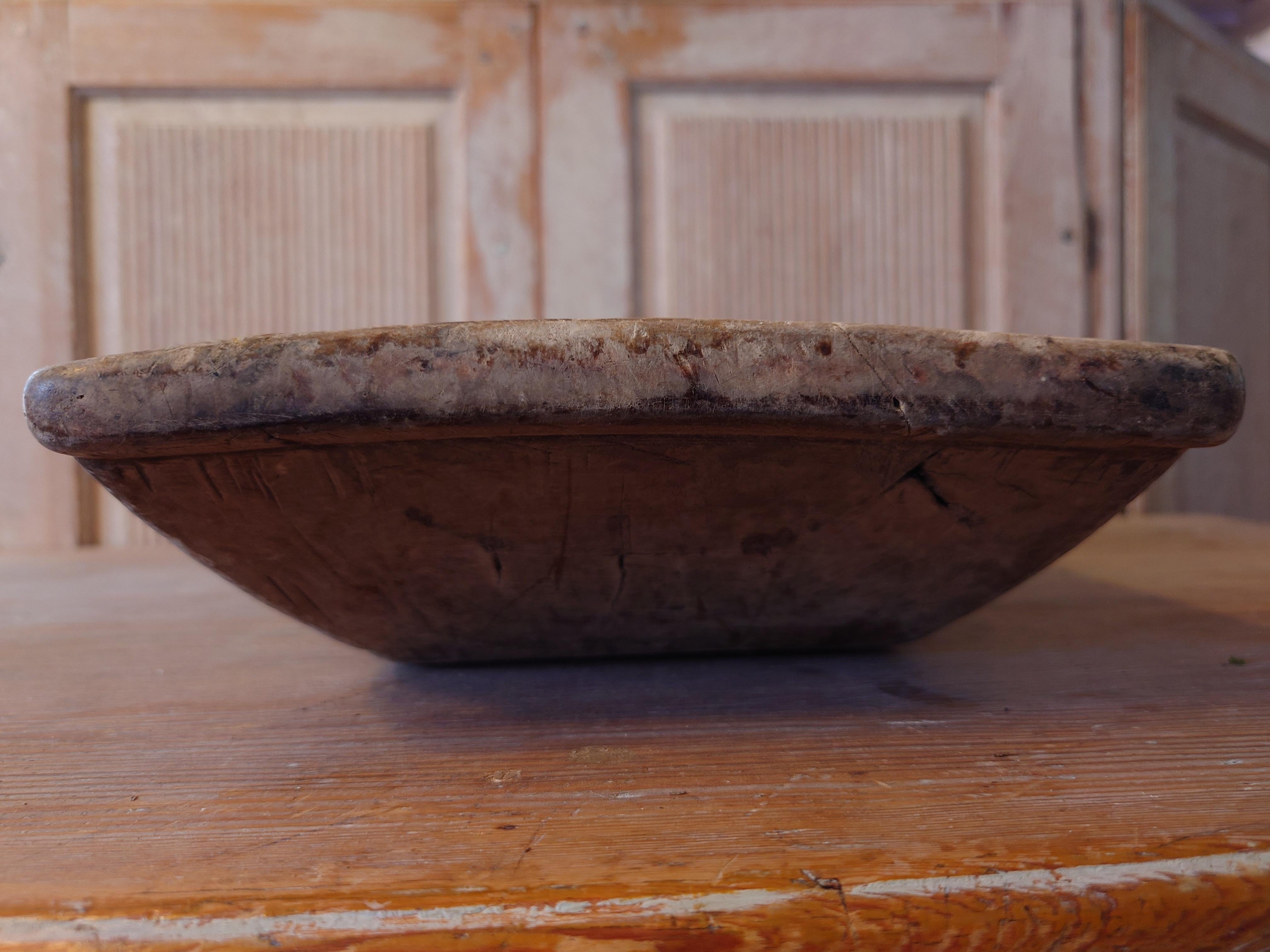 19th Century Swedish  Antique Rustic Folk Art Wooden Trough/ Serving Bowl  For Sale 1