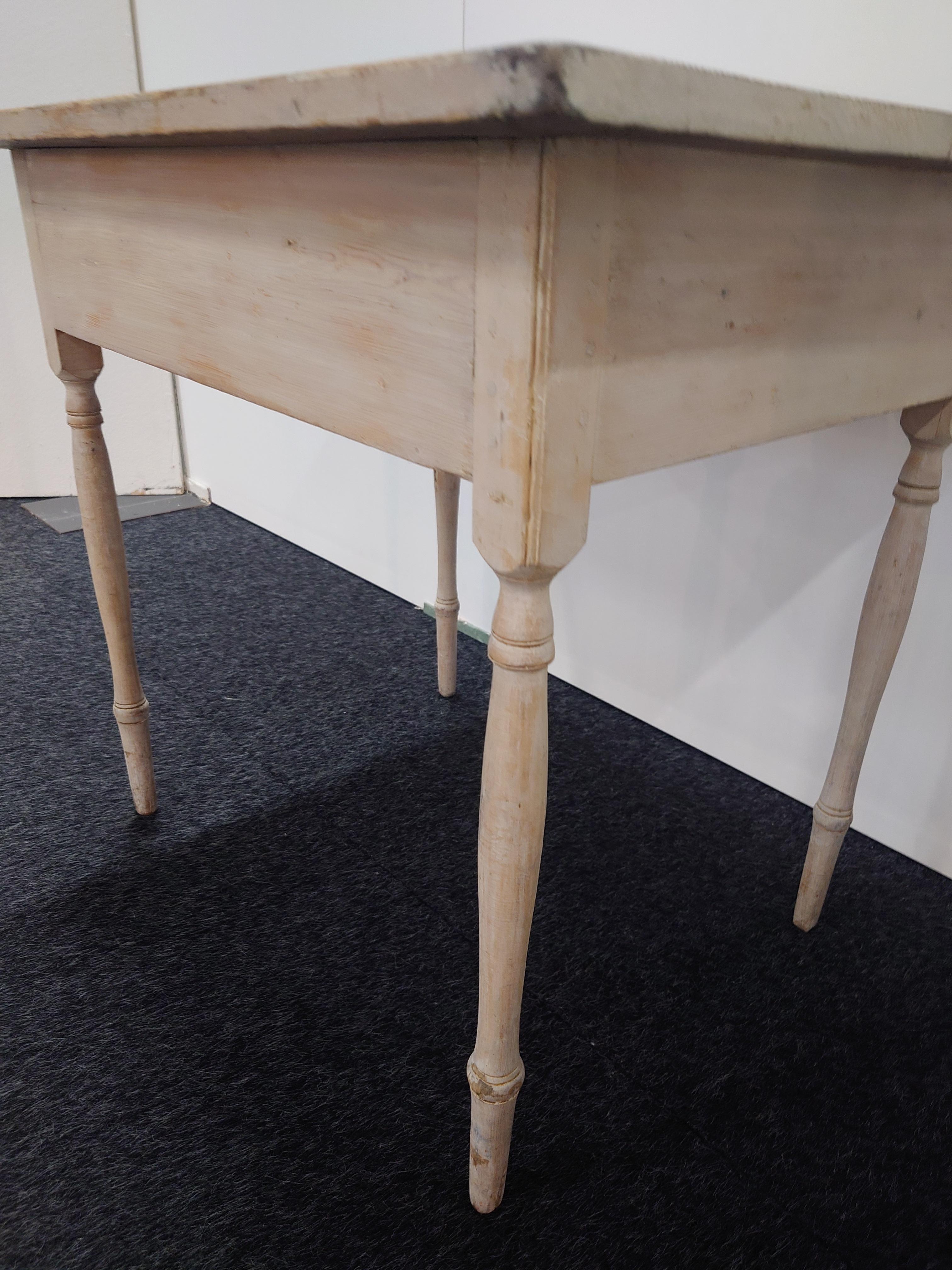 Schwedischer antiker Empire-Tisch aus dem frühen 19. Jahrhundert aus Skellefteå Västerbotten, Nordschweden.
Der Tisch ist von Hand geschabt und hat seine gut erhaltene Originalfarbe.
Der Tisch ist einfach zu platzieren und sieht wunderschön aus,