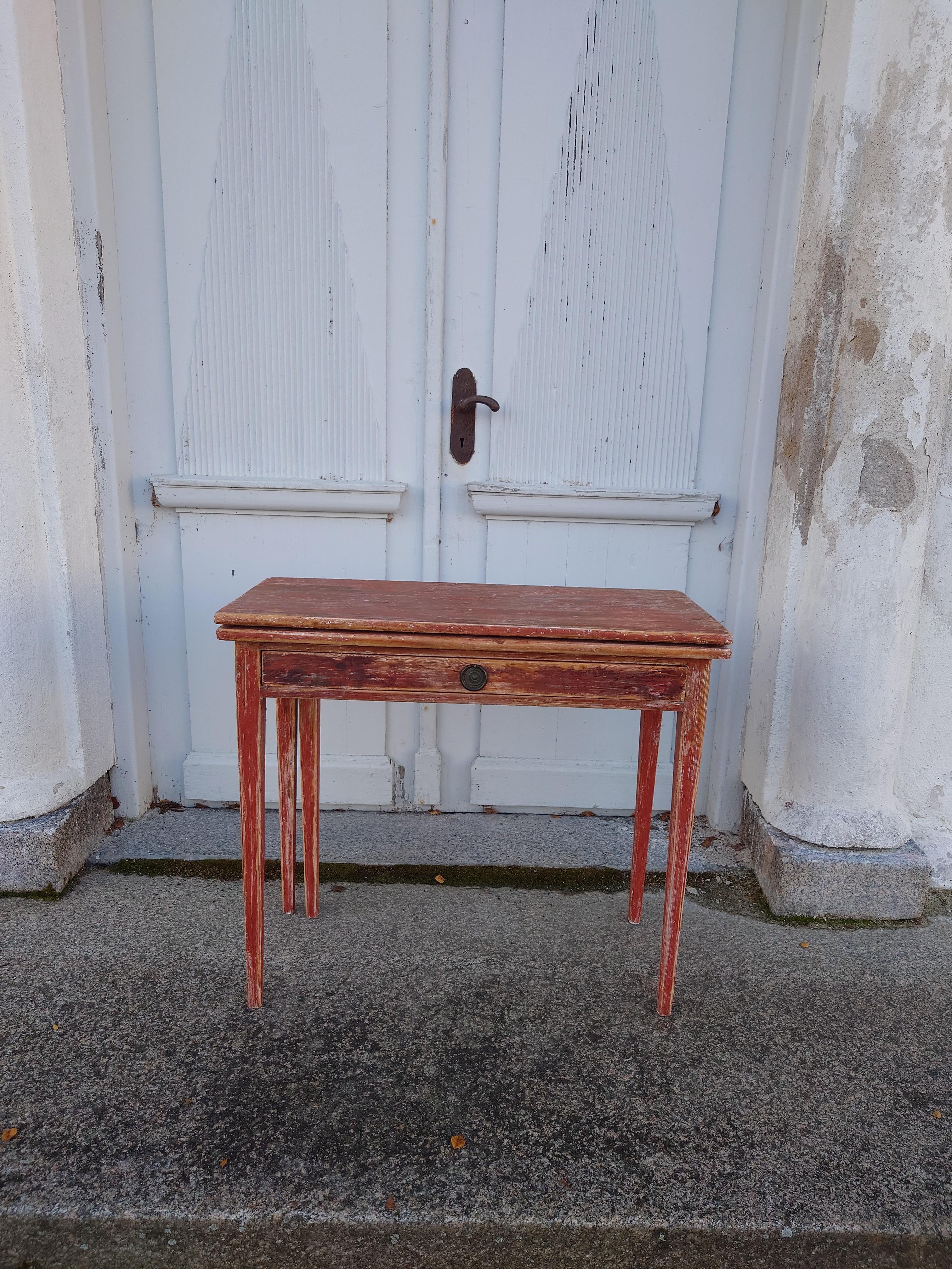 Gustavian  19th Century Swedish antique  rustic genuine Game Table for Playing games   For Sale