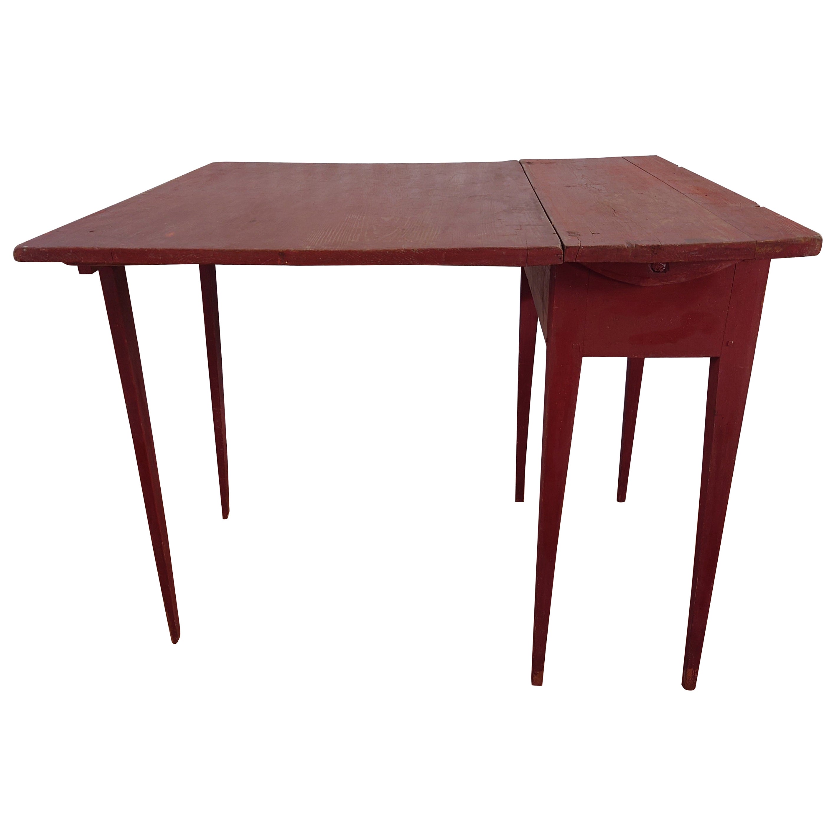 19th Century Swedish Antique Rustic Gustavian Drop Leaf Table Original Paint For Sale