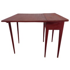 Table suédoise ancienne rustique gustavienne à feuilles tombantes du 19ème siècle, peinture d'origine