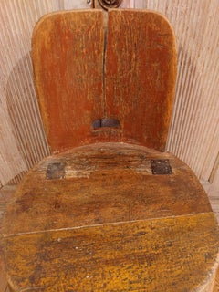 19th Century Swedish Antique rustic Stamp chair folk Art " Kubb "chair