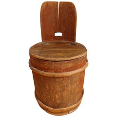 Sedia svedese antica rustica del 19° secolo "Kubb" folk Art
