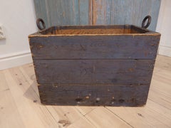 19th Century Swedish antique rustic Wooden box with original paint